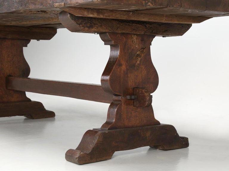 Antique French White Oak trestle Dining Table in Beautiful Original