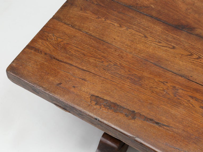 Antique French White Oak trestle Dining Table in Beautiful Original