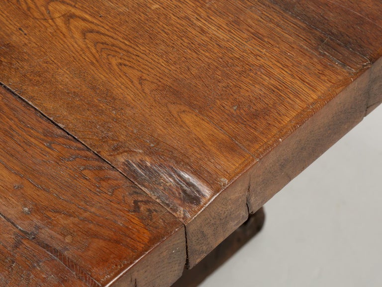 Antique French White Oak trestle Dining Table in Beautiful Original