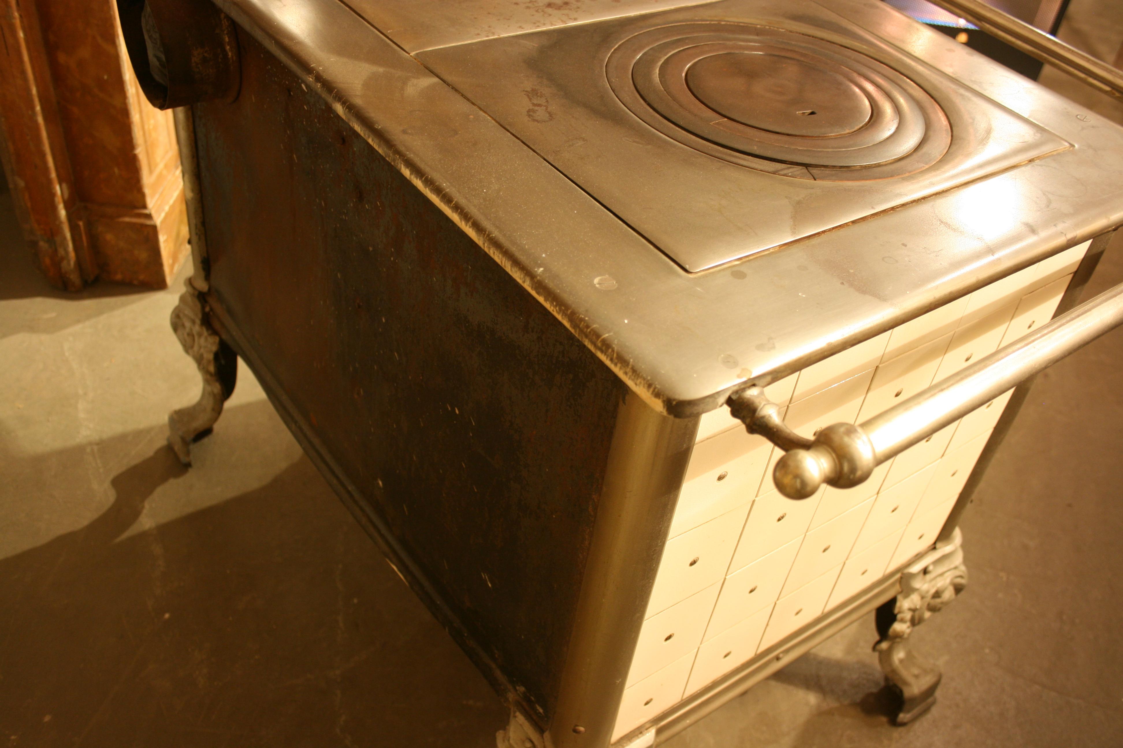 Antique French White Tiled Stove, circa 1900 2