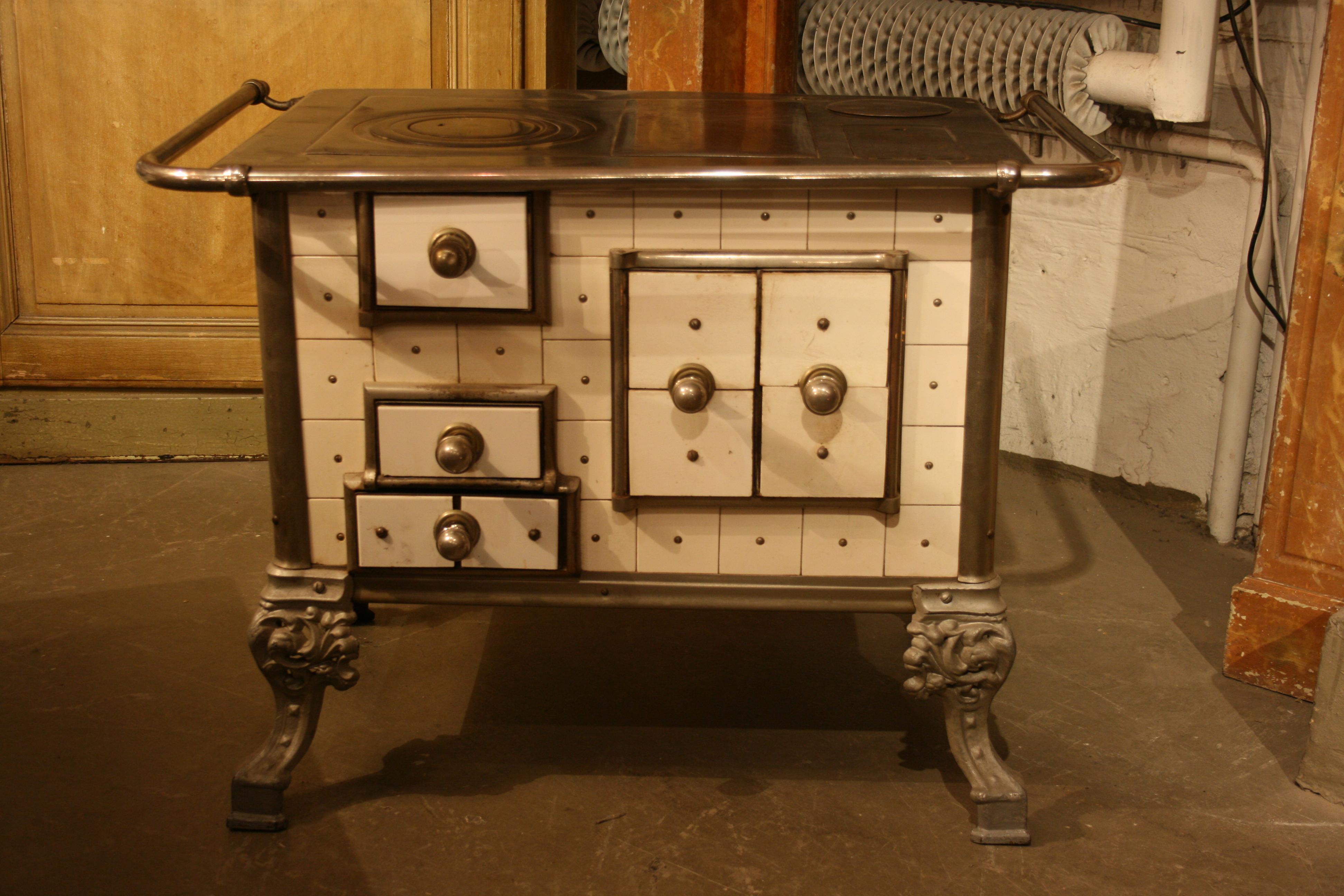 Antique French White Tiled Stove, circa 1900 3