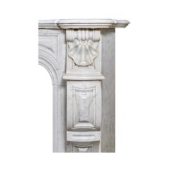 Antique French White Veined Carrara Marble Mantel