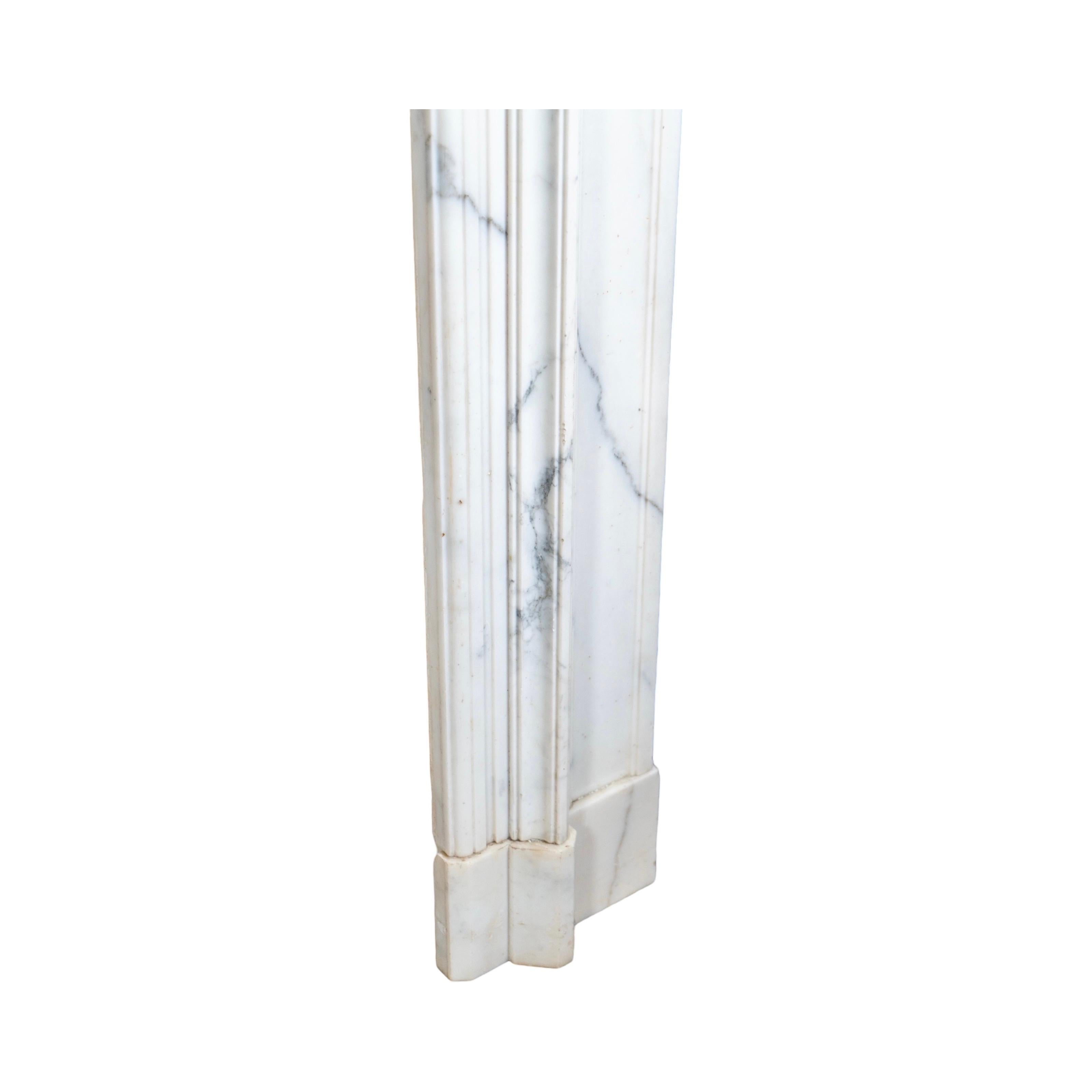 Late 19th Century Antique French White Veined Carrara Marble Mantel For Sale