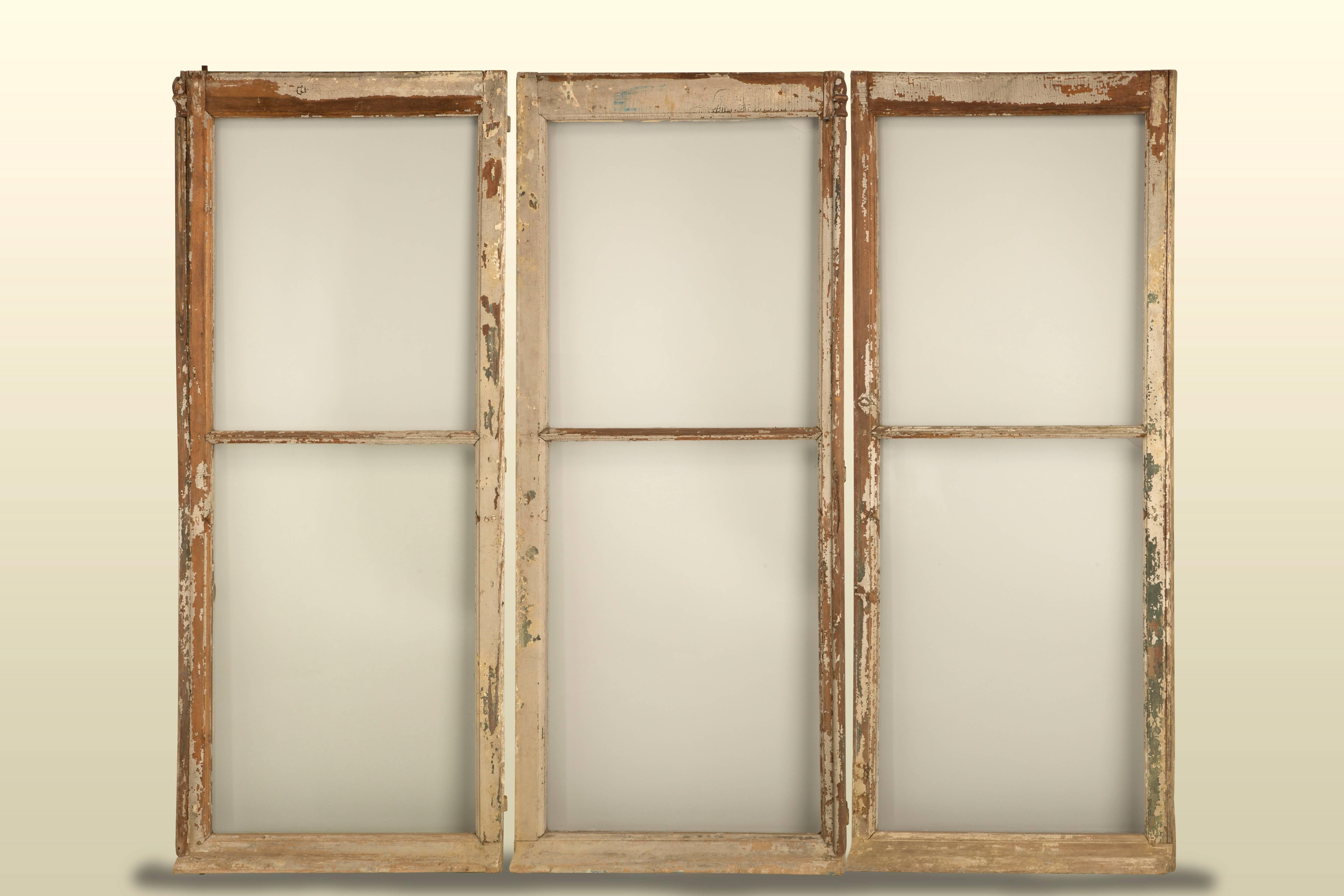 Antique French Windows in Their Original Paint and Hardware, Unrestored For Sale 2