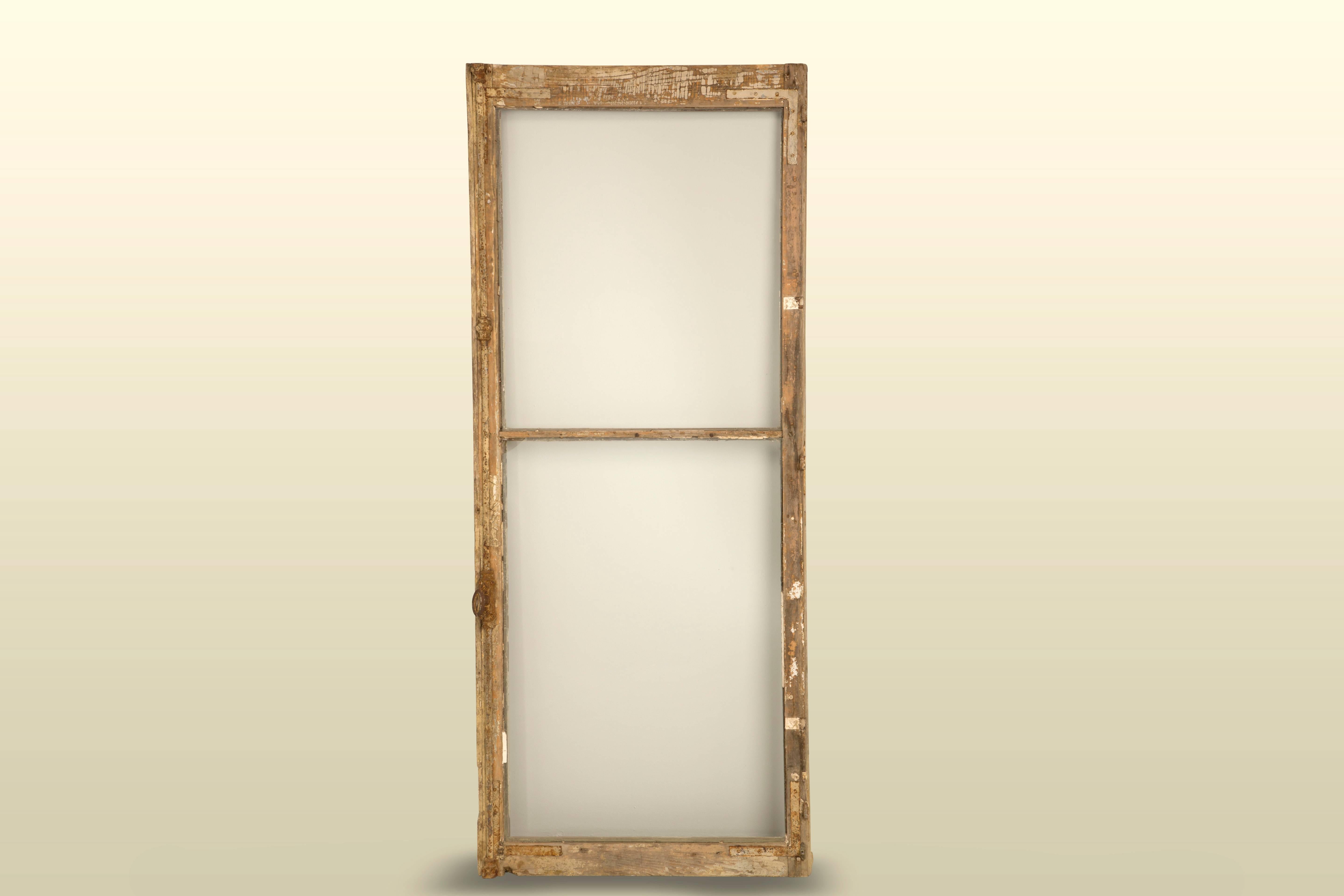 Wood Antique French Windows in Their Original Paint and Hardware, Unrestored For Sale