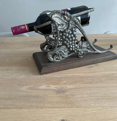 Antique French Wine Bottle Holder Pourer Mechanic Decanting Cradle, Wooden Base