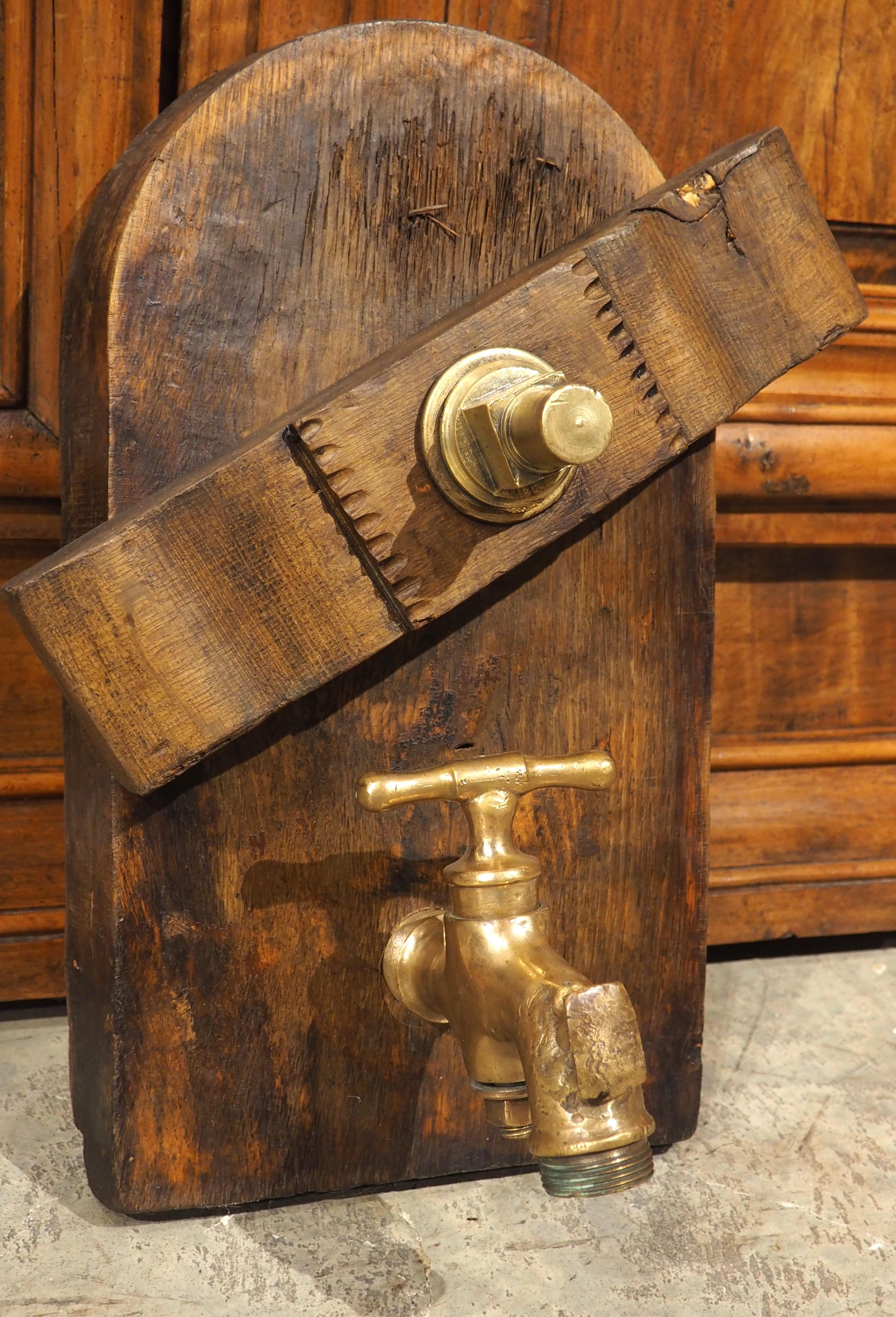 Hand-Carved Antique French Wine Cask Access Door, Circa 1890 For Sale