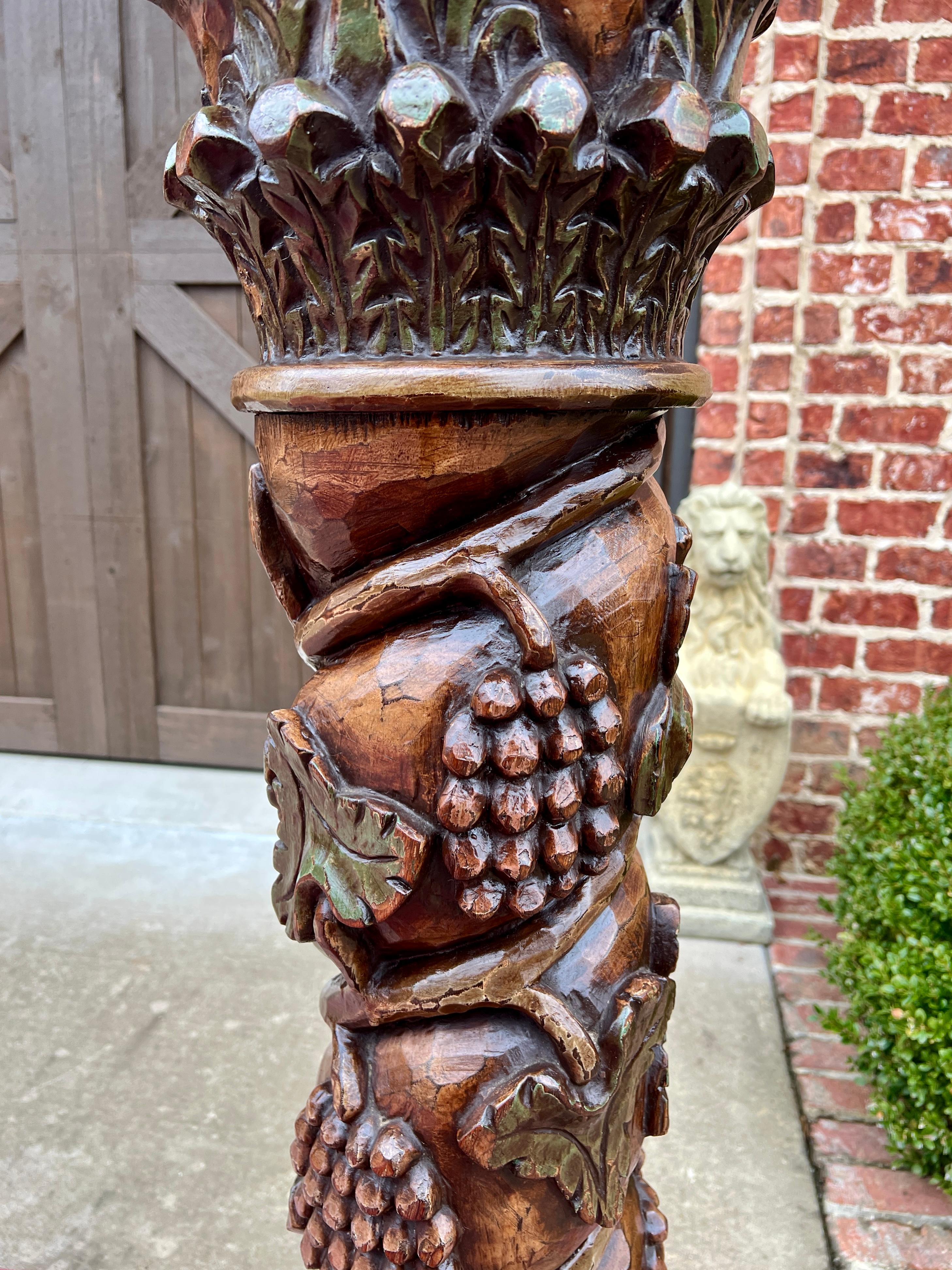 Antiquité - Pressoir à vin français à vis Pedestal Plant Stand Oak 48