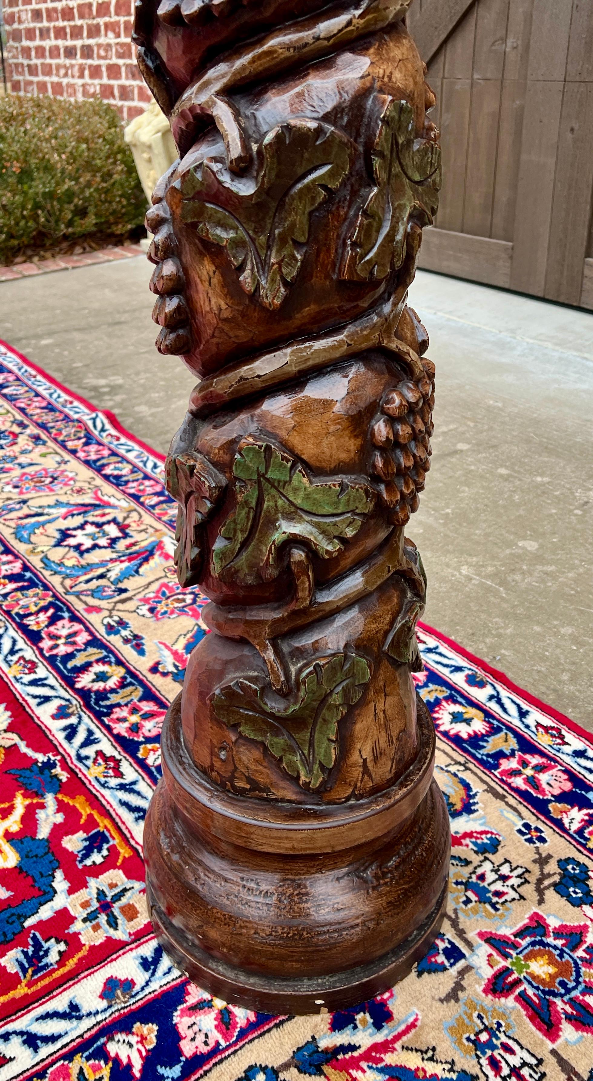 Antiquité - Pressoir à vin français à vis Pedestal Plant Stand Oak 48