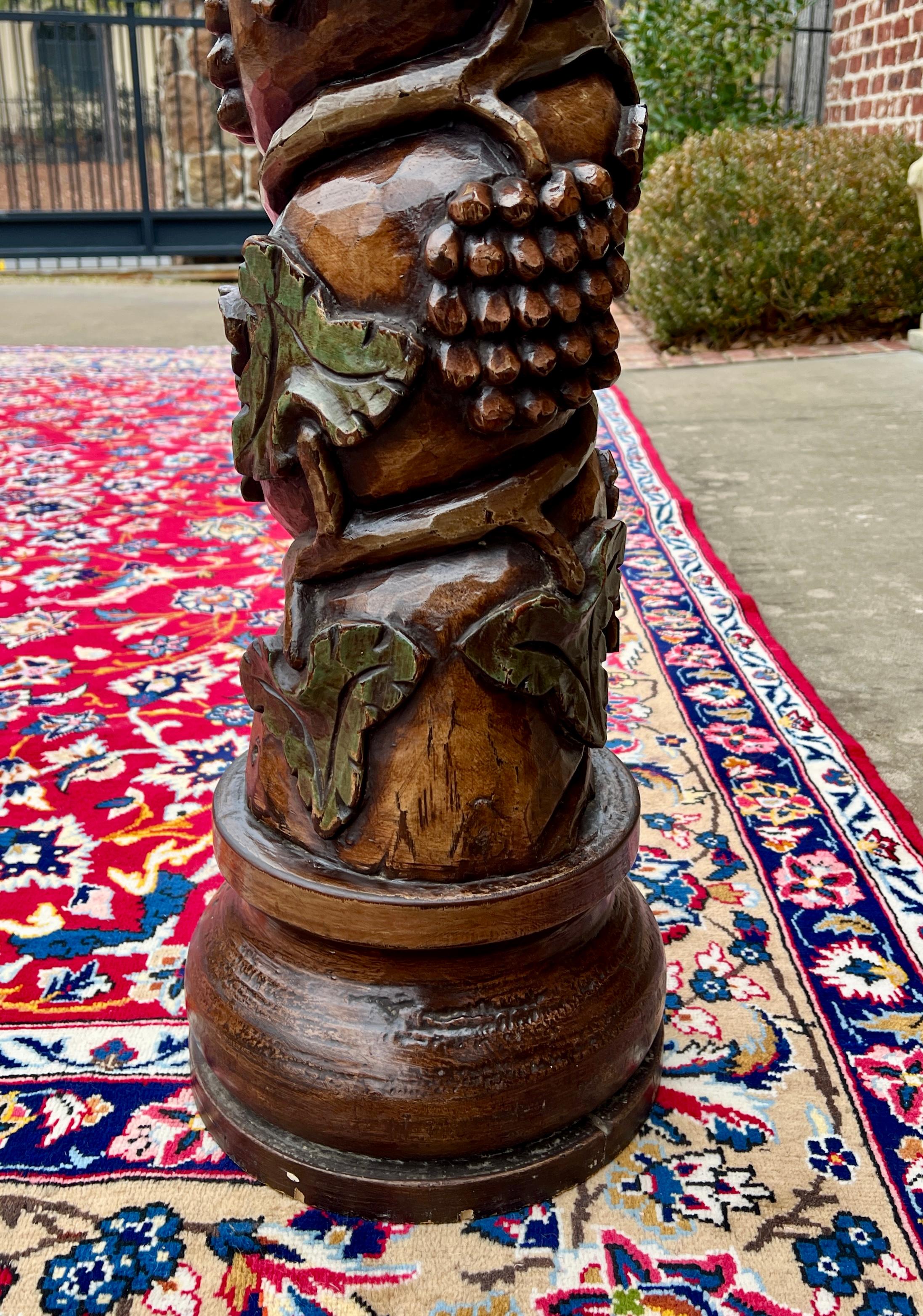 Antiquité - Pressoir à vin français à vis Pedestal Plant Stand Oak 48