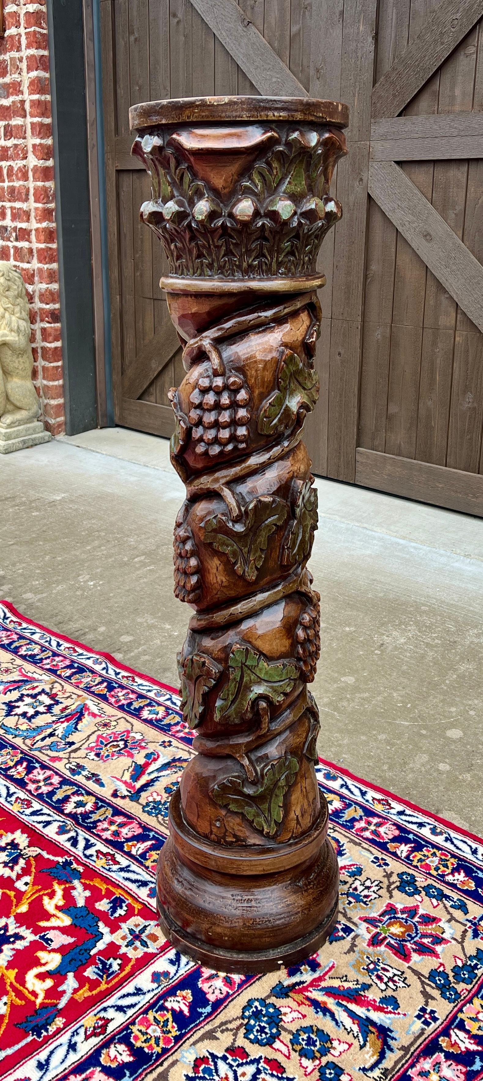 Antiquité - Pressoir à vin français à vis Pedestal Plant Stand Oak 48