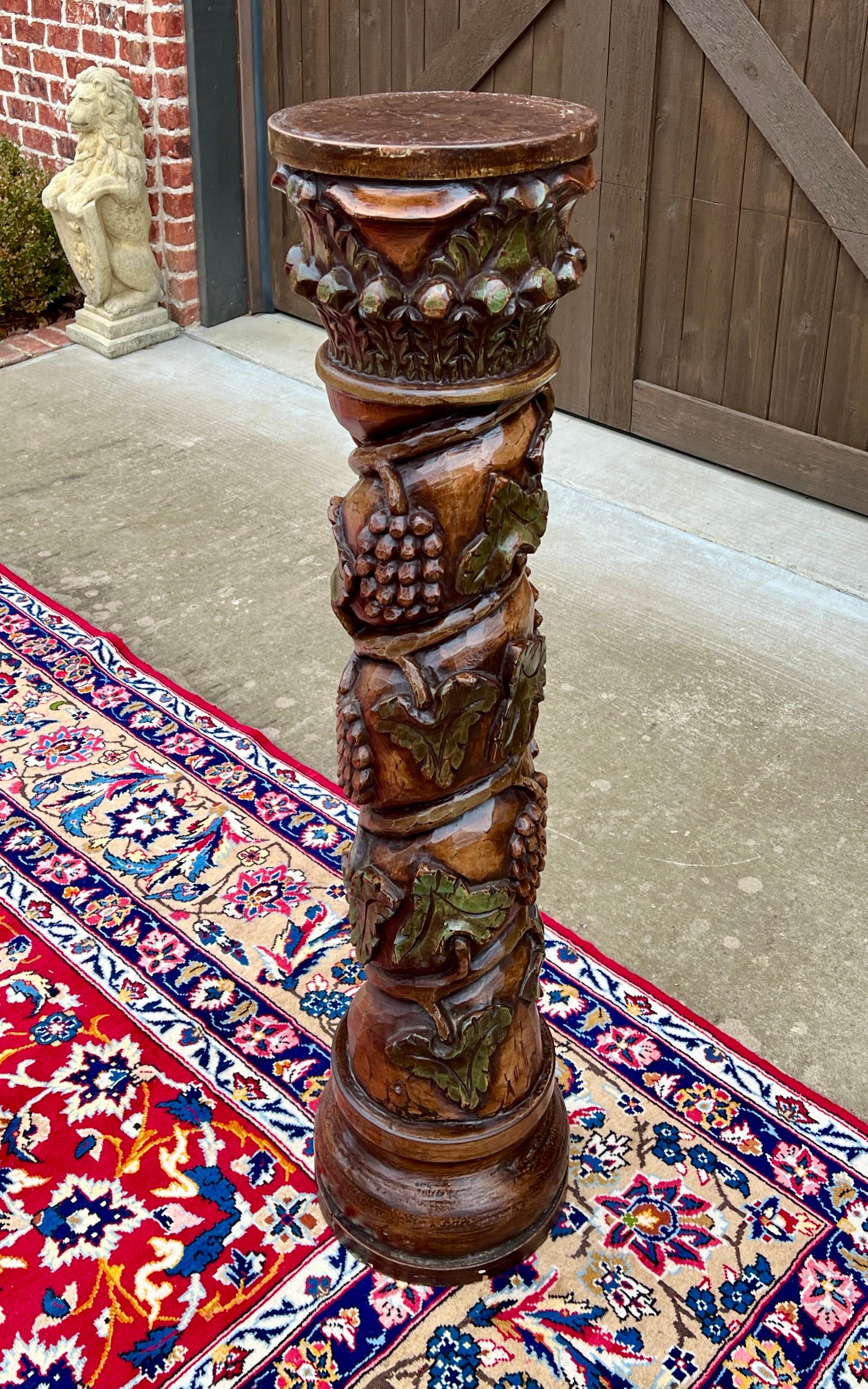Antiquité - Pressoir à vin français à vis Pedestal Plant Stand Oak 48