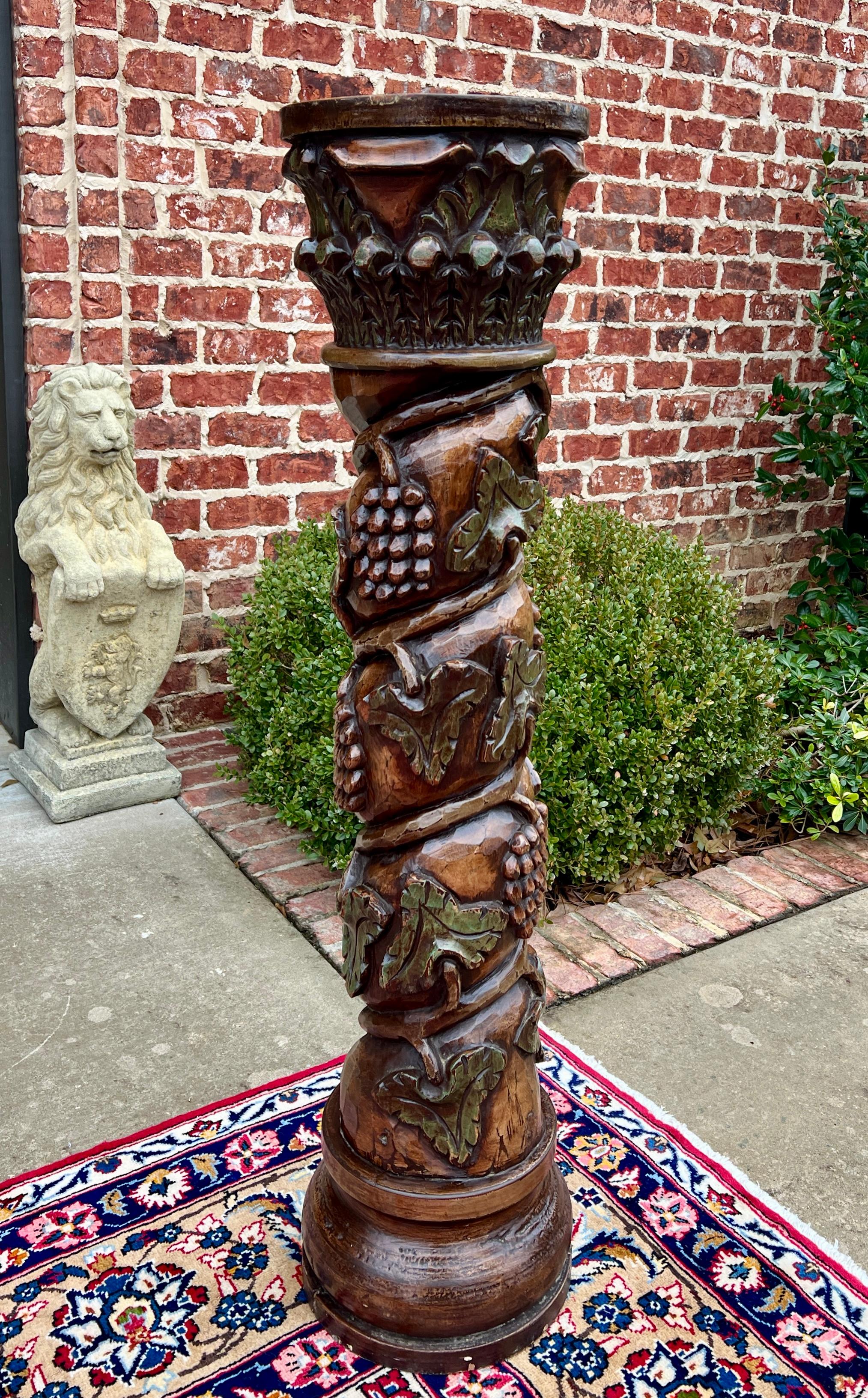 Antiquité - Pressoir à vin français à vis Pedestal Plant Stand Oak 48