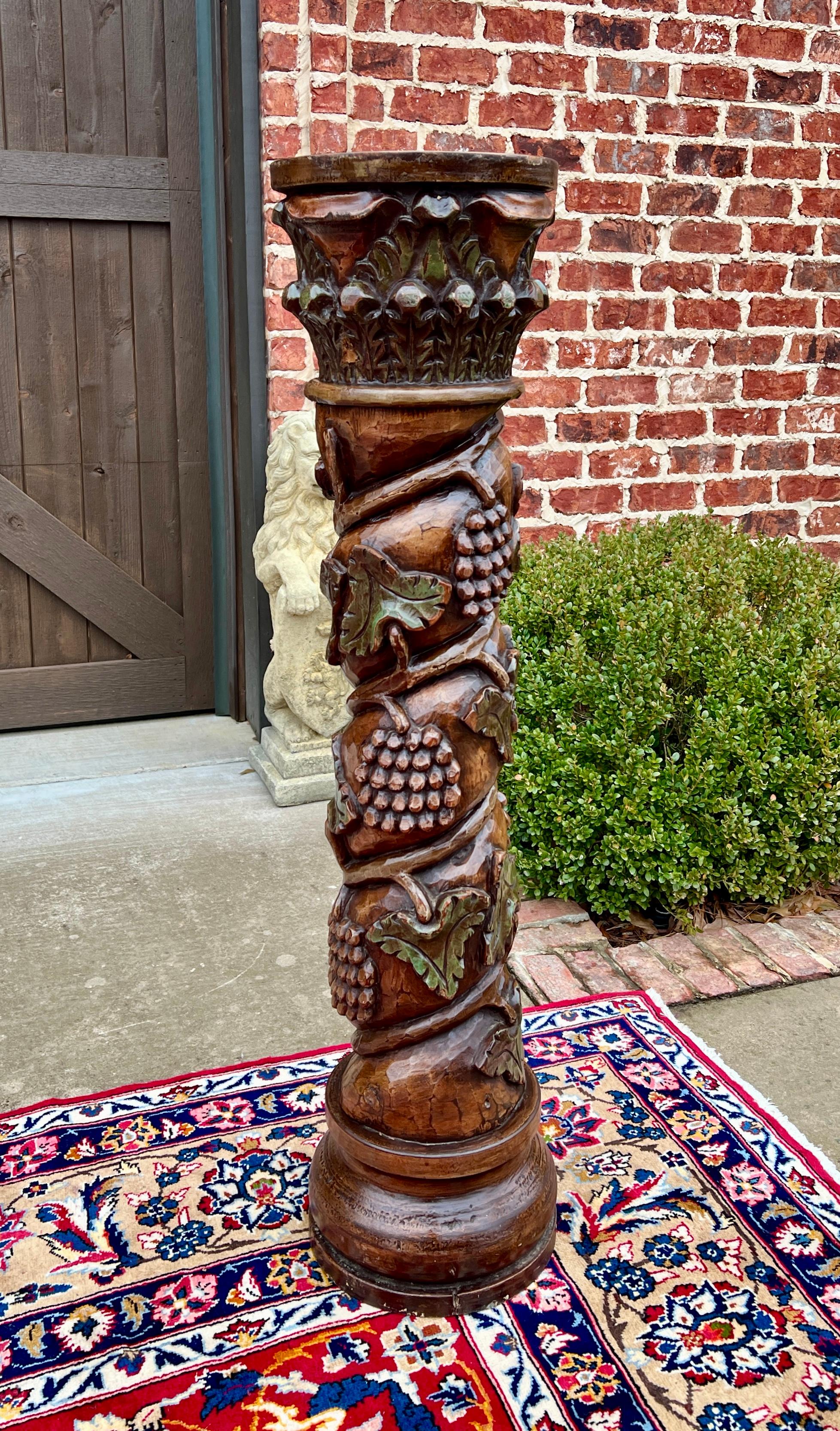 Néo-Renaissance Antiquité - Pressoir à vin français à vis Pedestal Plant Stand Oak 48
