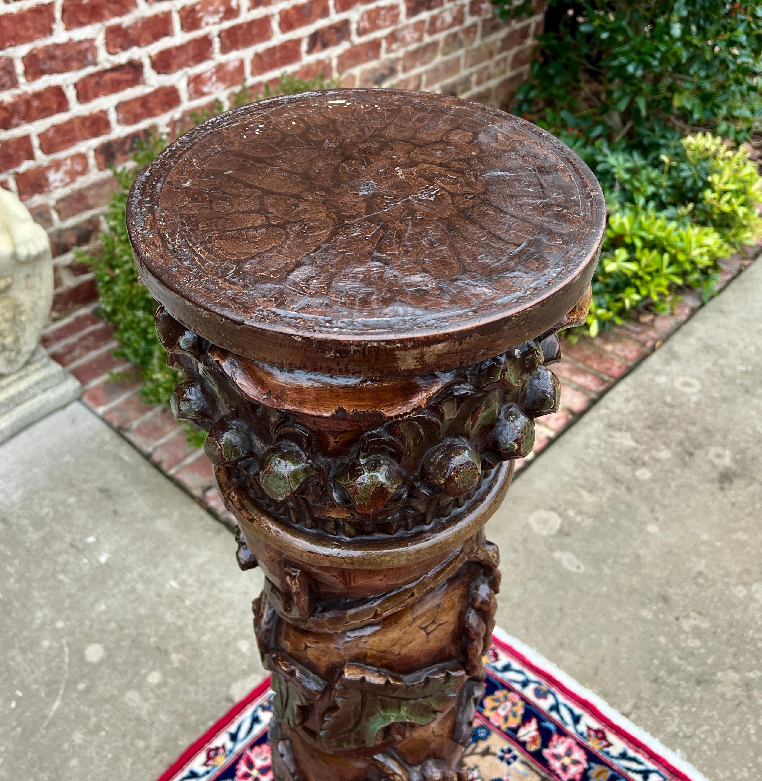 Début du 20ème siècle Antiquité - Pressoir à vin français à vis Pedestal Plant Stand Oak 48