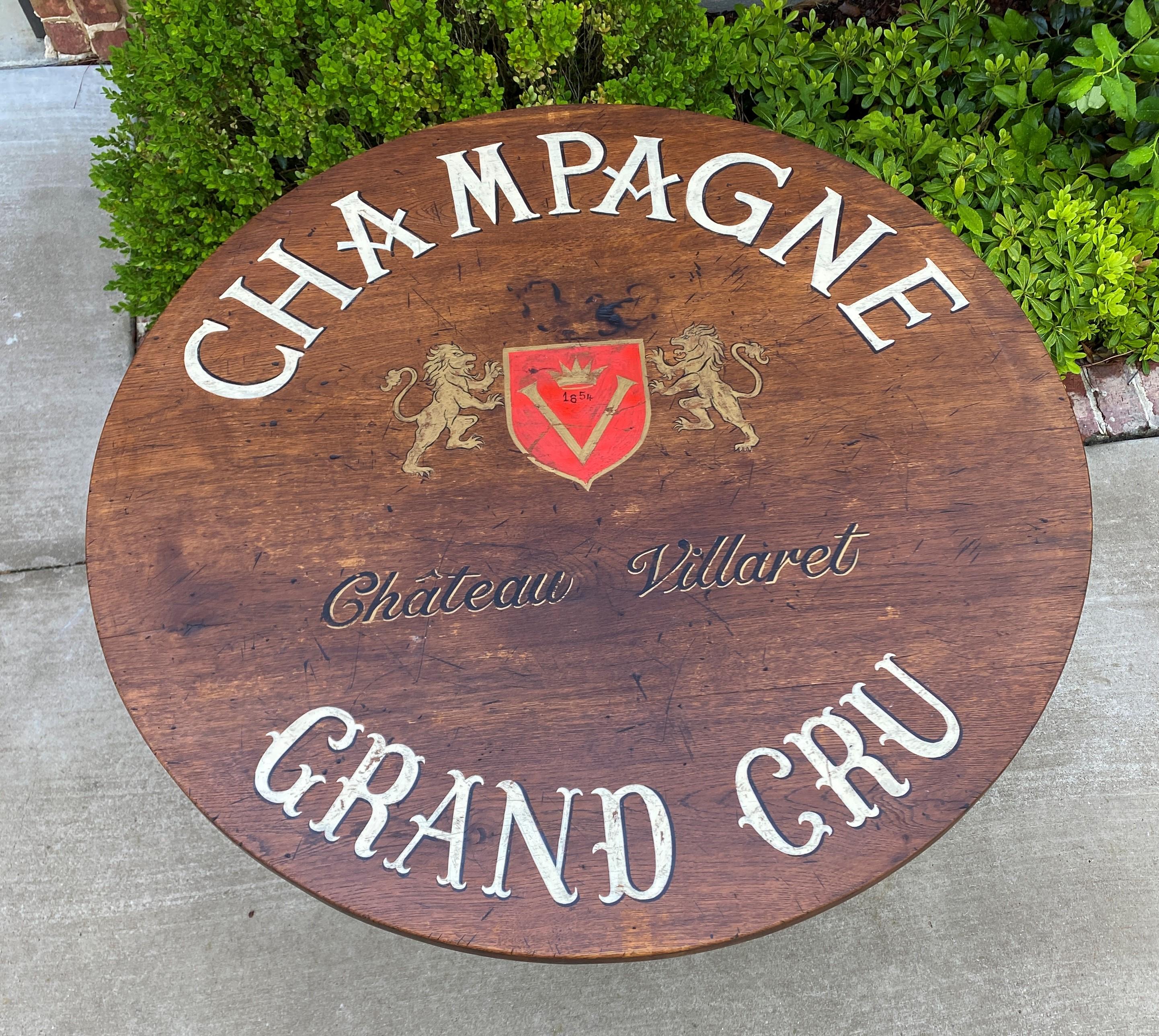 Antique French Wine Table Champagne Round Flip Top Gateleg Oak Trestle Feet  10