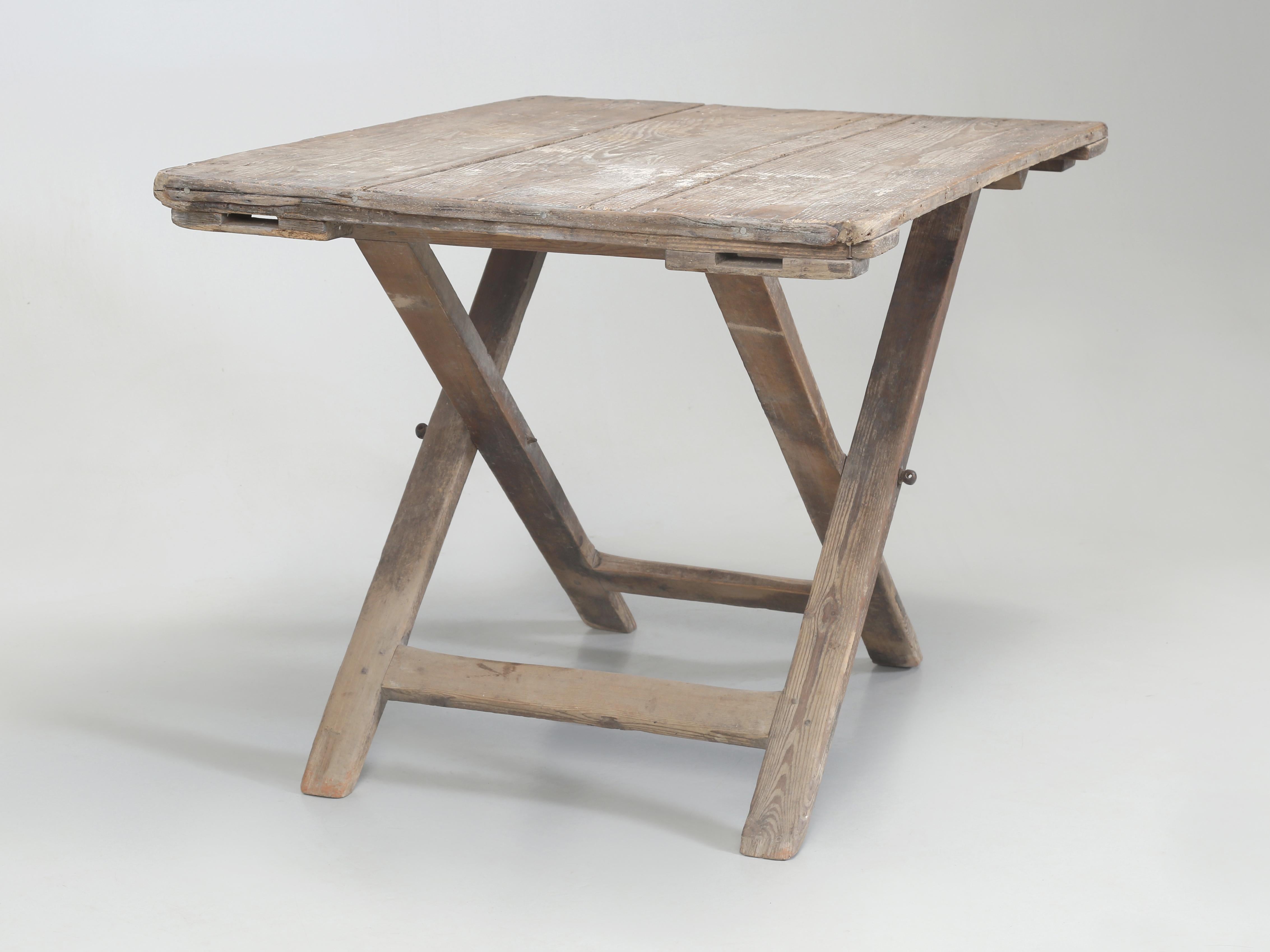 Antique French Wine Table That Folds and Adjustable Height Original Patina C1900 For Sale 8