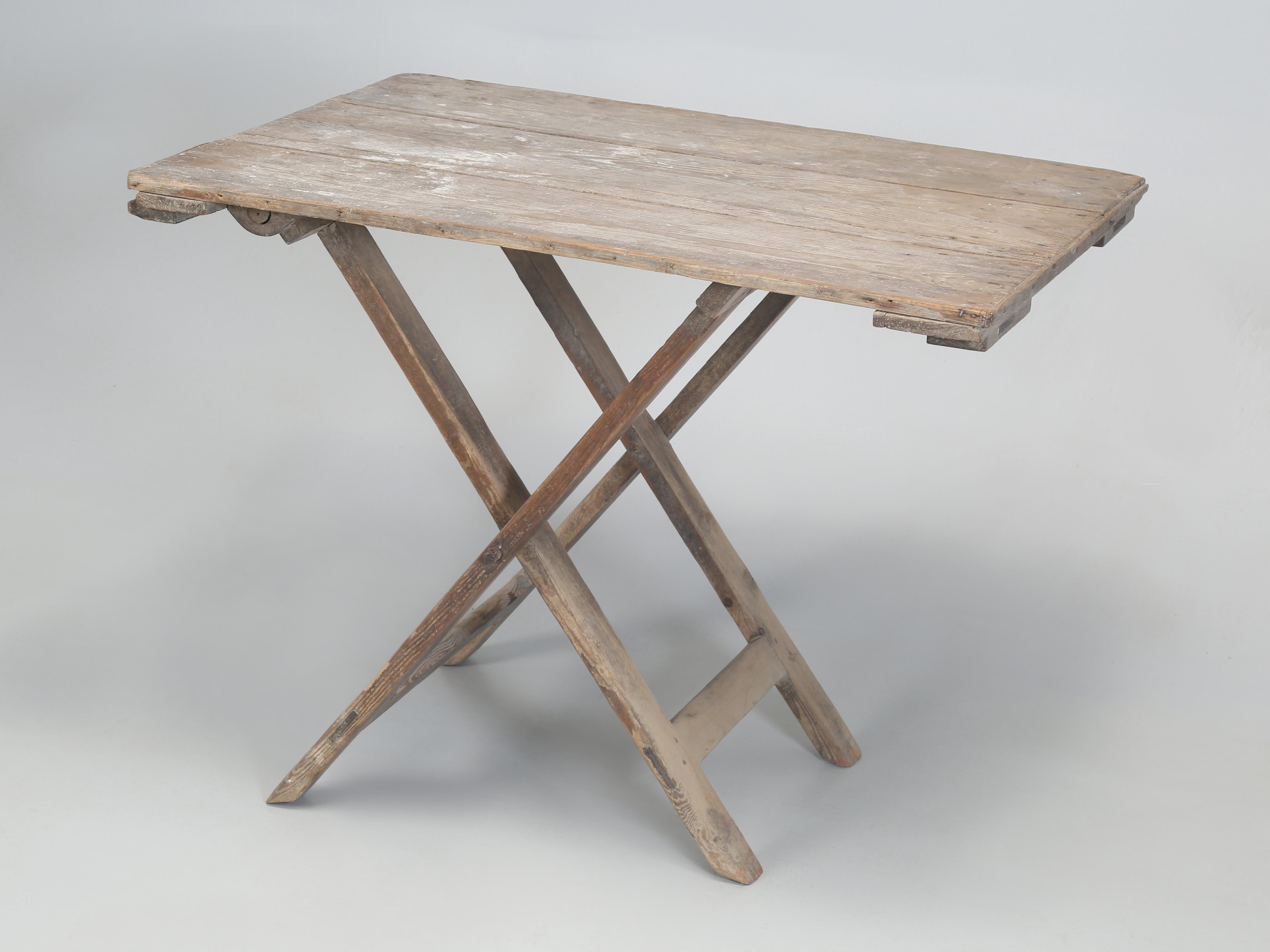 Antique French Wine Table That Folds and Adjustable Height Original Patina C1900 For Sale 10