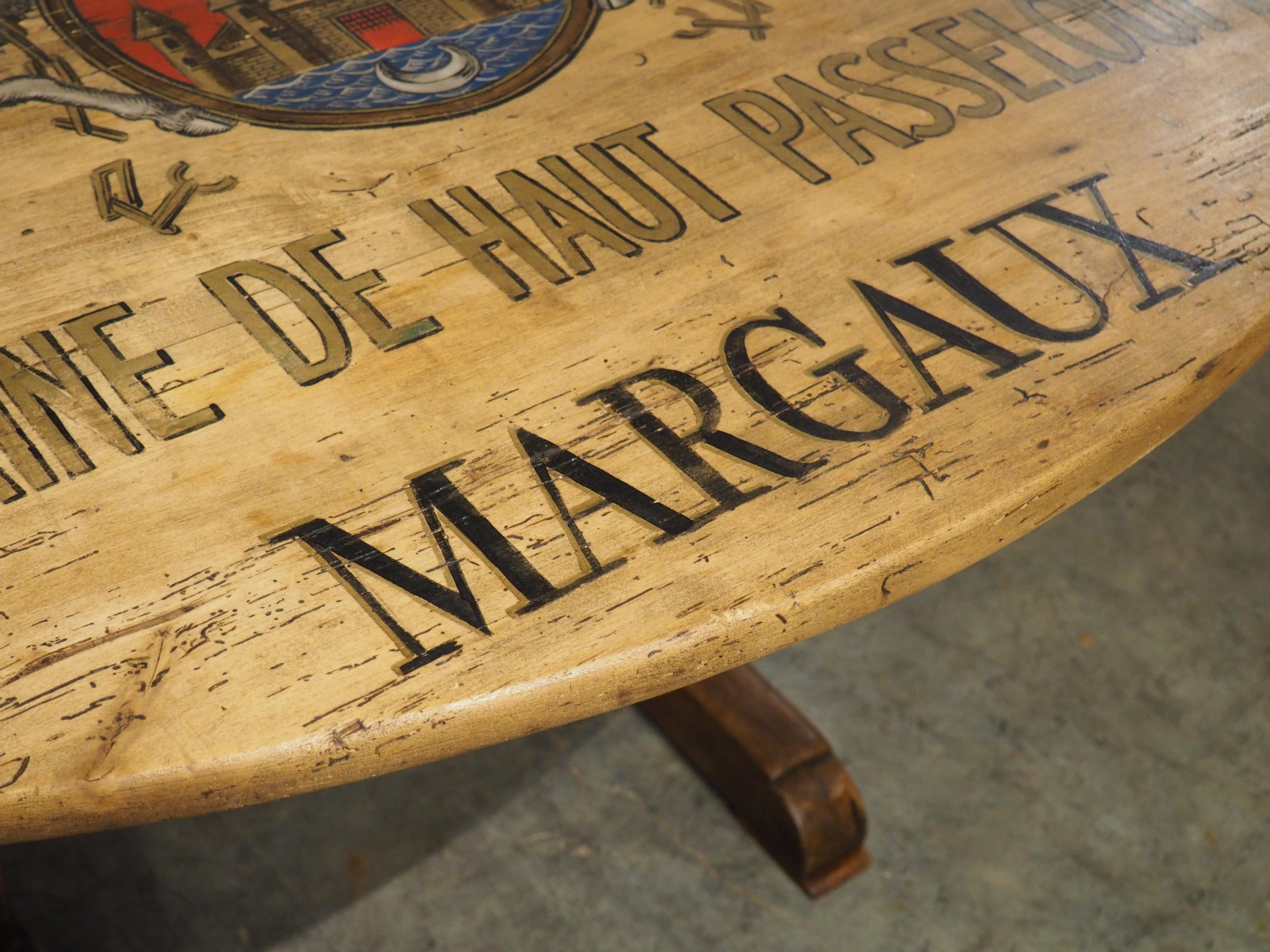 Wood Antique French Wine Tasting Table, Grand Vin De Bordeaux Margaux, 19th Century