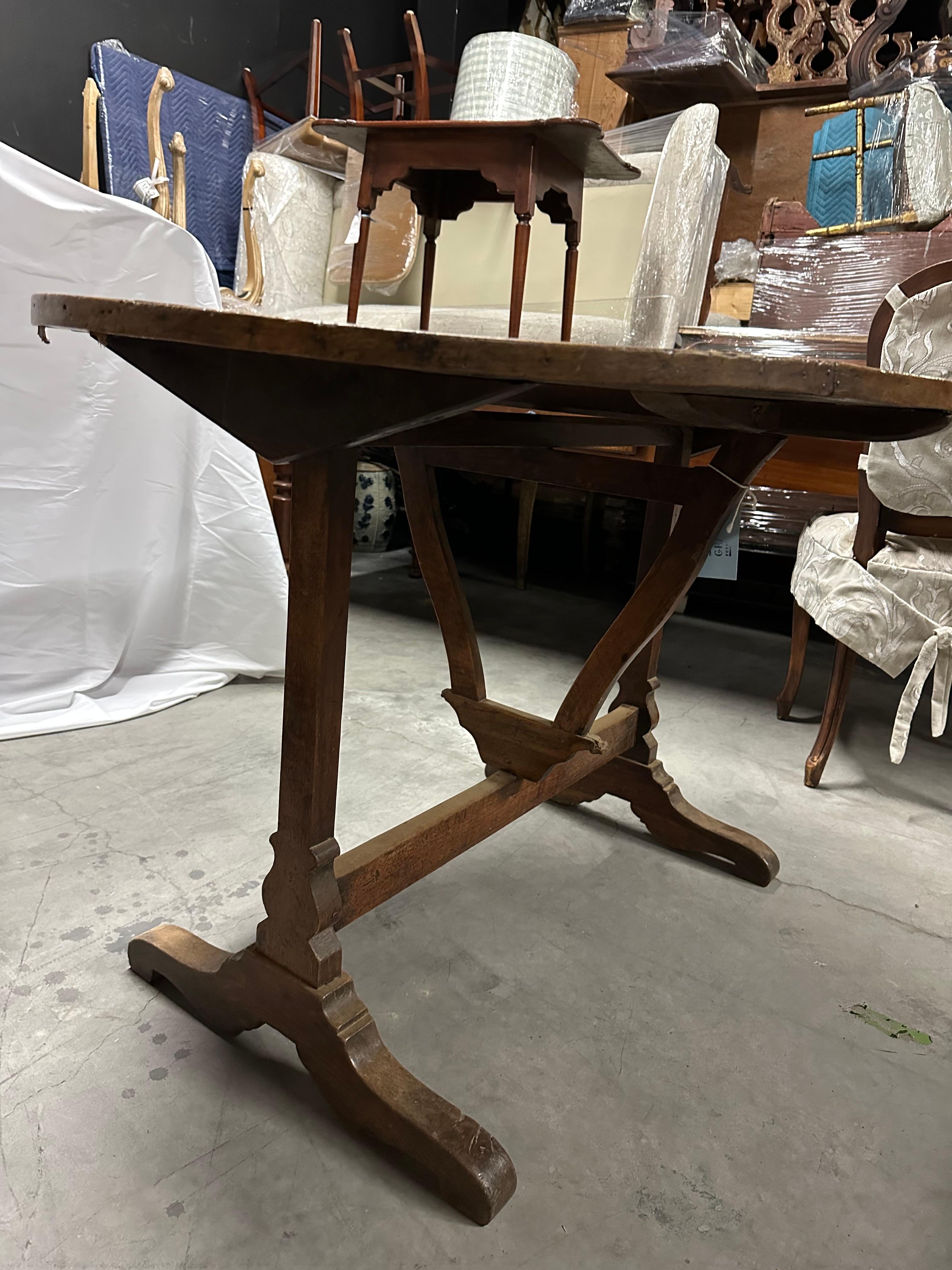 Antique French Wine Tasting Tilt-Top Table In Fair Condition For Sale In Houston, TX