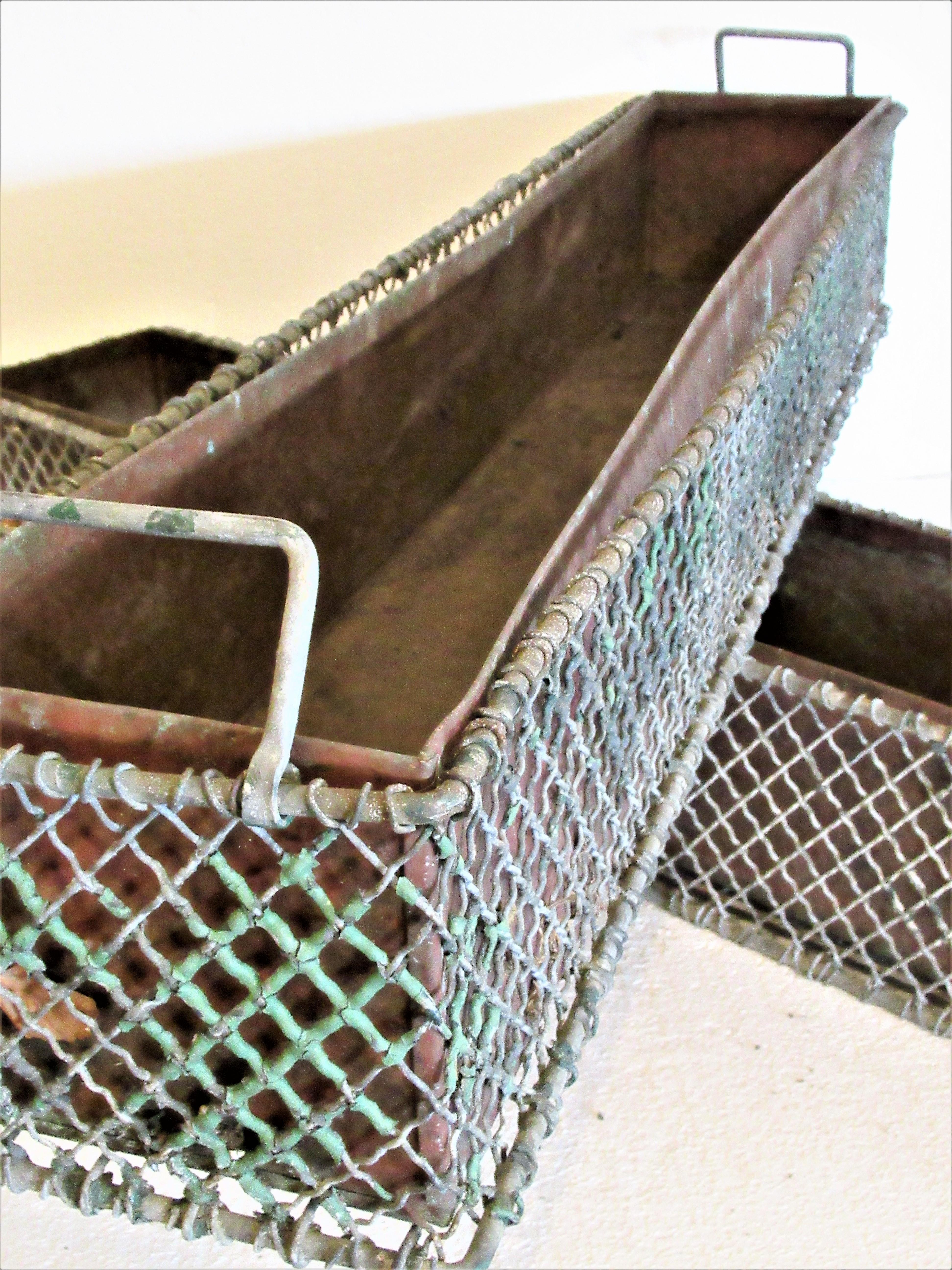 Antique French Wire Rectangular Garden Planters 3