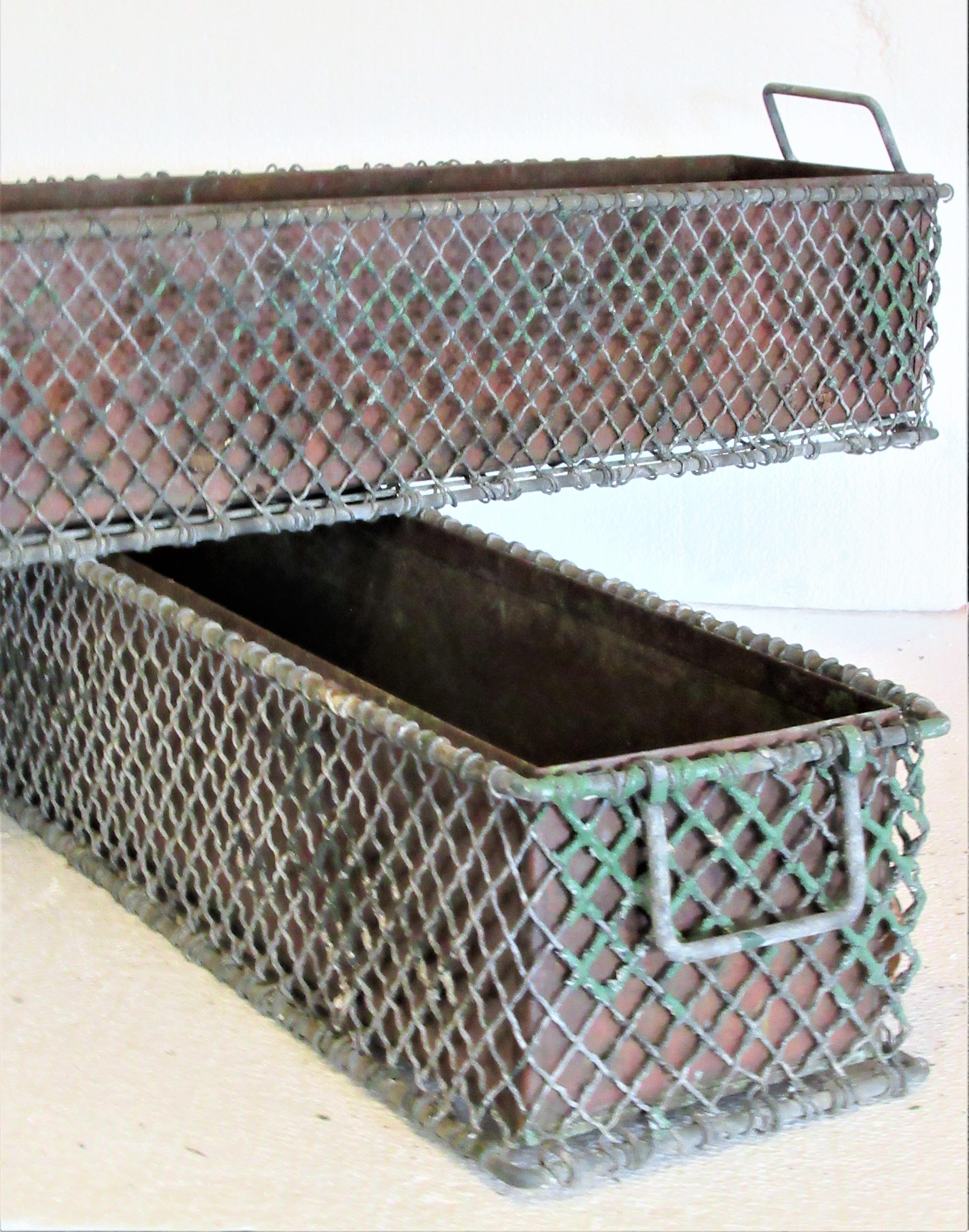 Antique French Wire Rectangular Garden Planters 7
