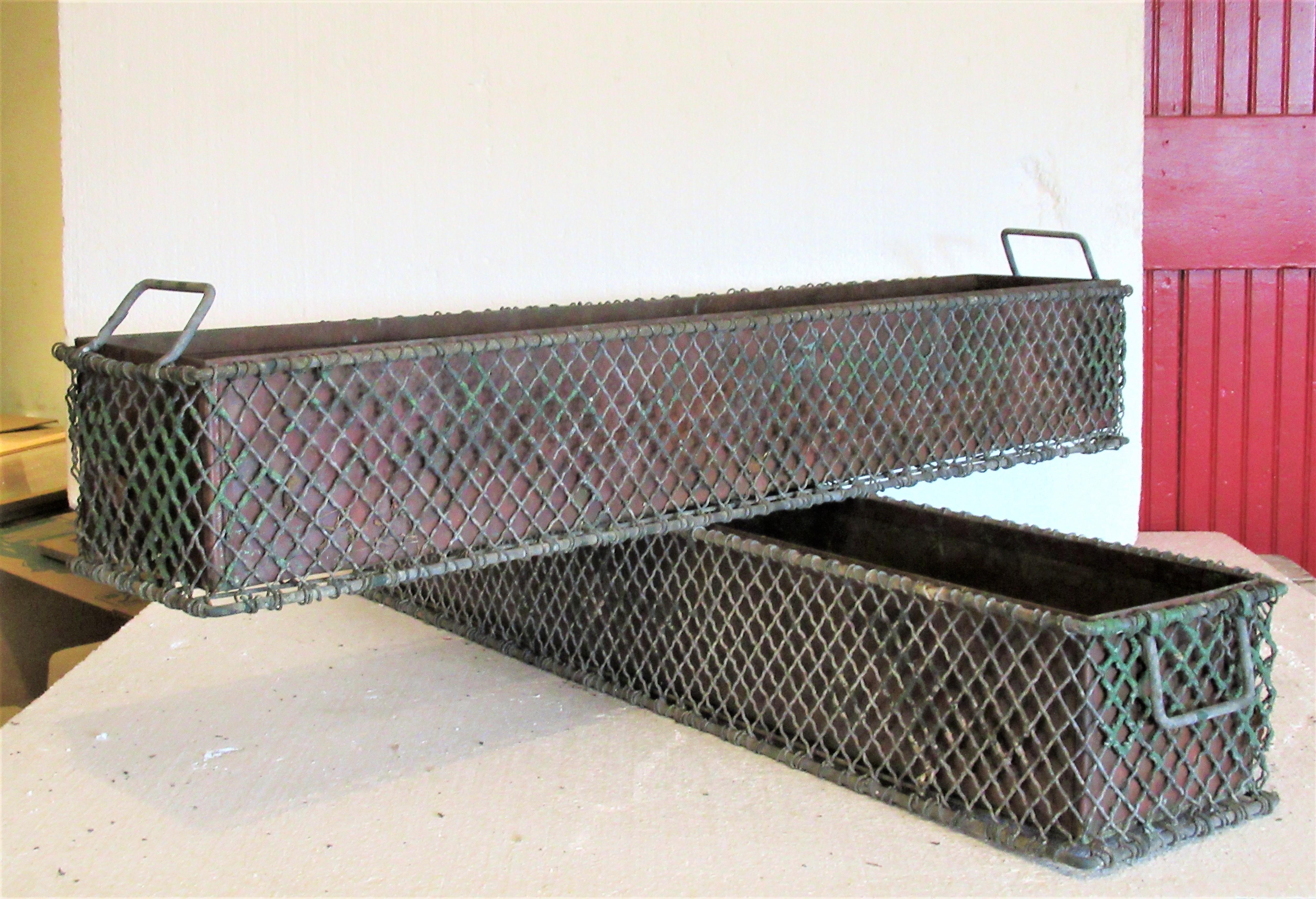 Antique French Wire Rectangular Garden Planters 9