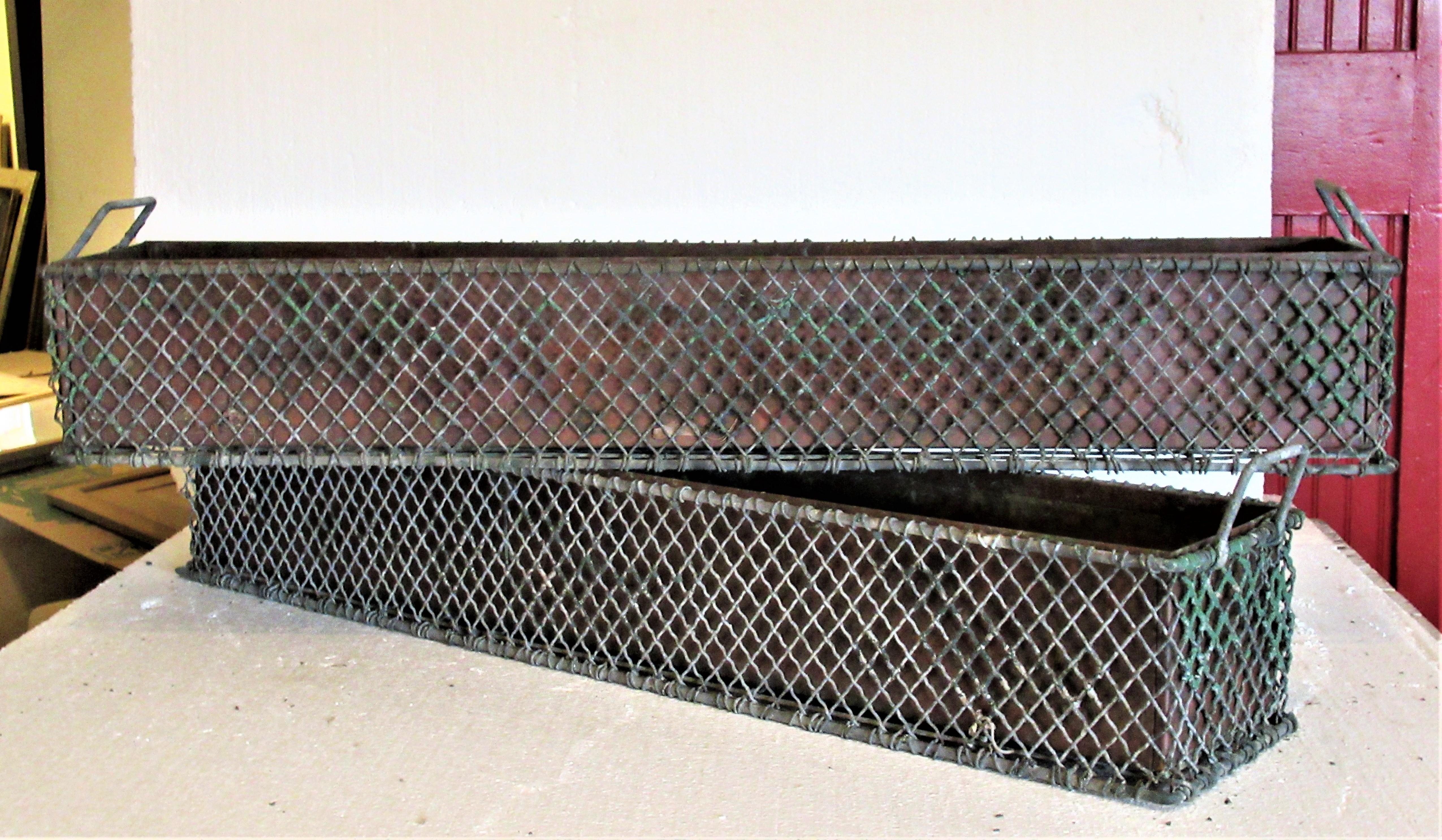 Antique French Wire Rectangular Garden Planters 10