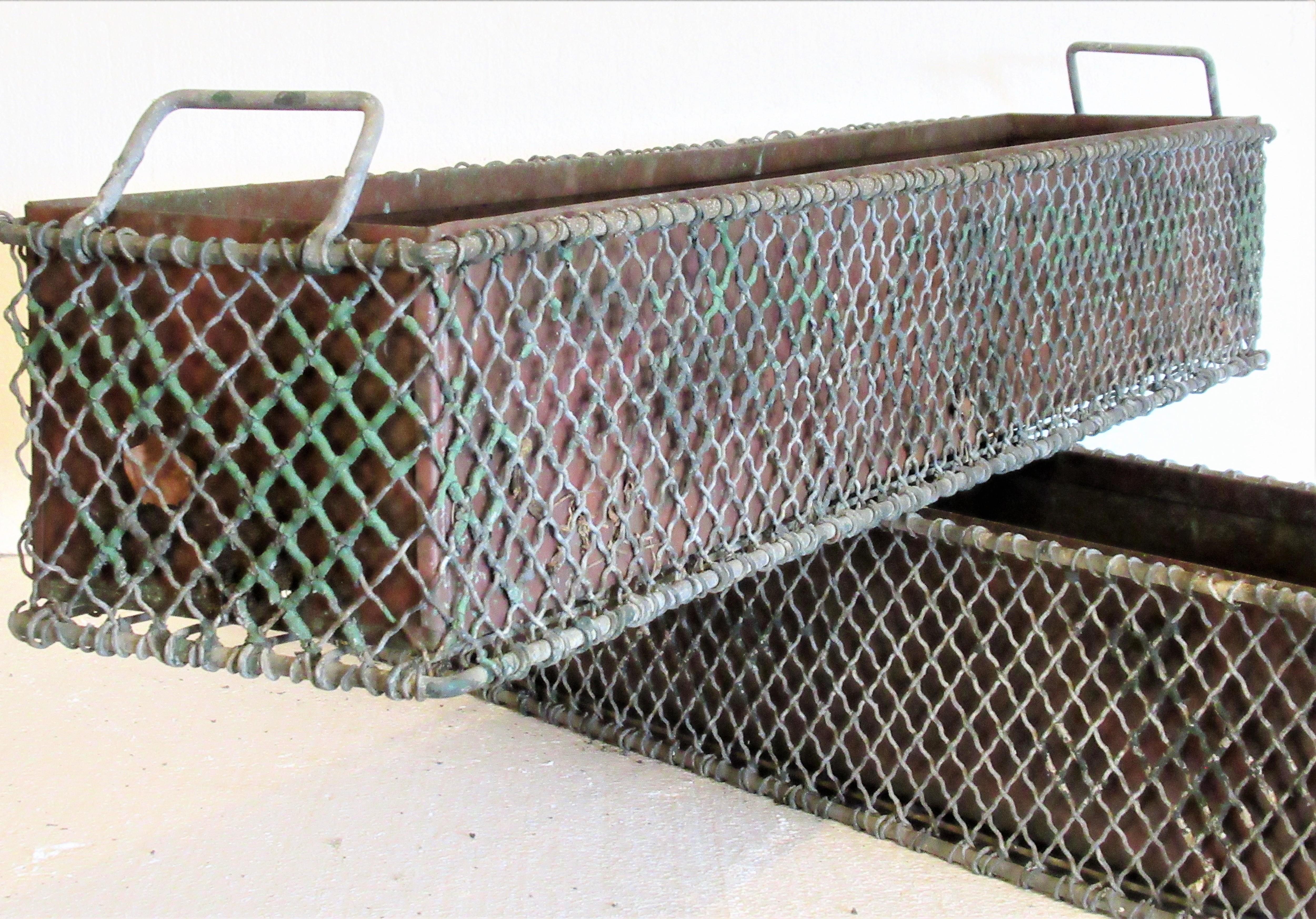 Antique French Wire Rectangular Garden Planters 11