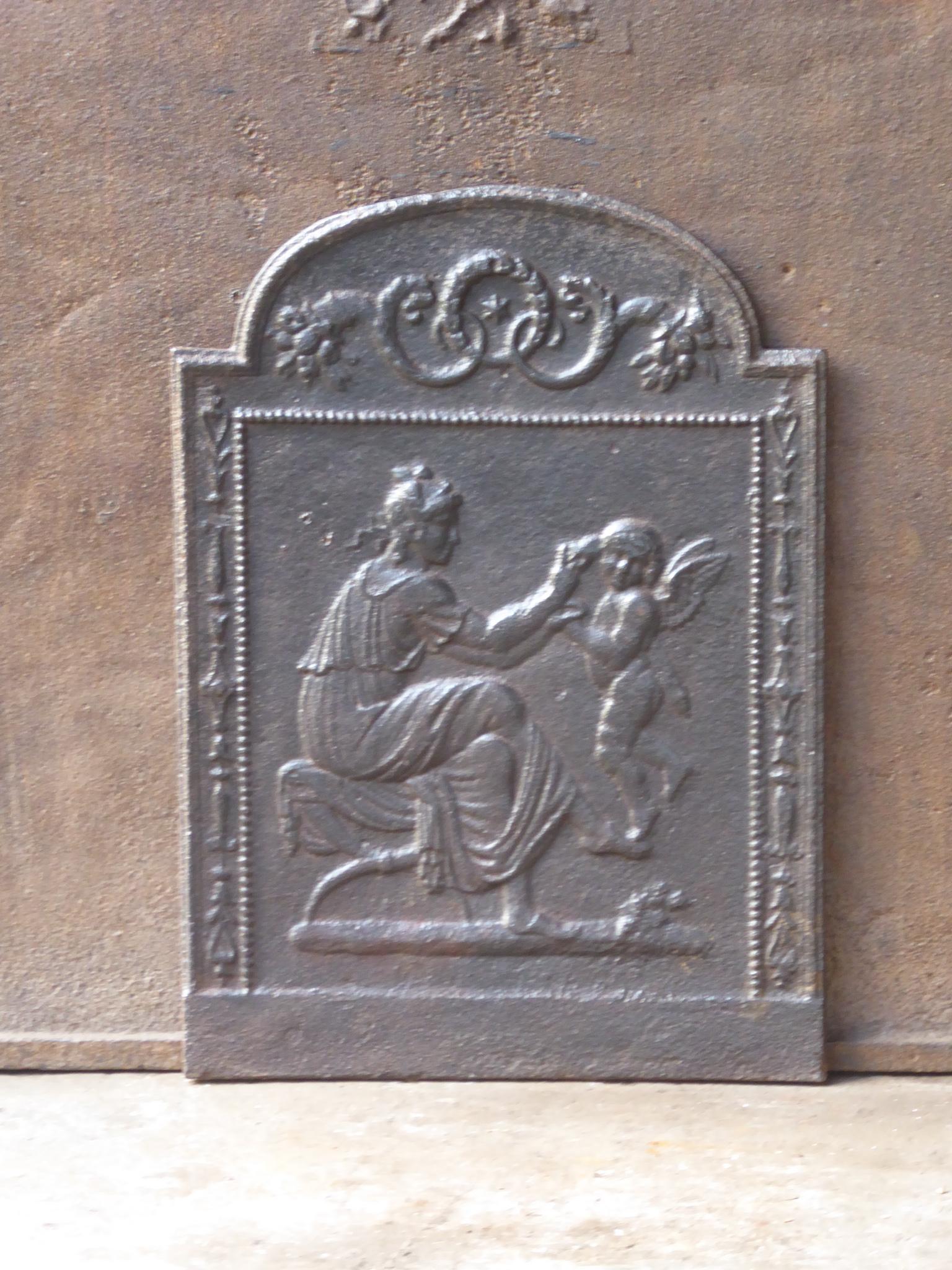 Neoclassical Antique French 'Woman with Cupid' Fireback / Backsplash, 18th-19th Century For Sale