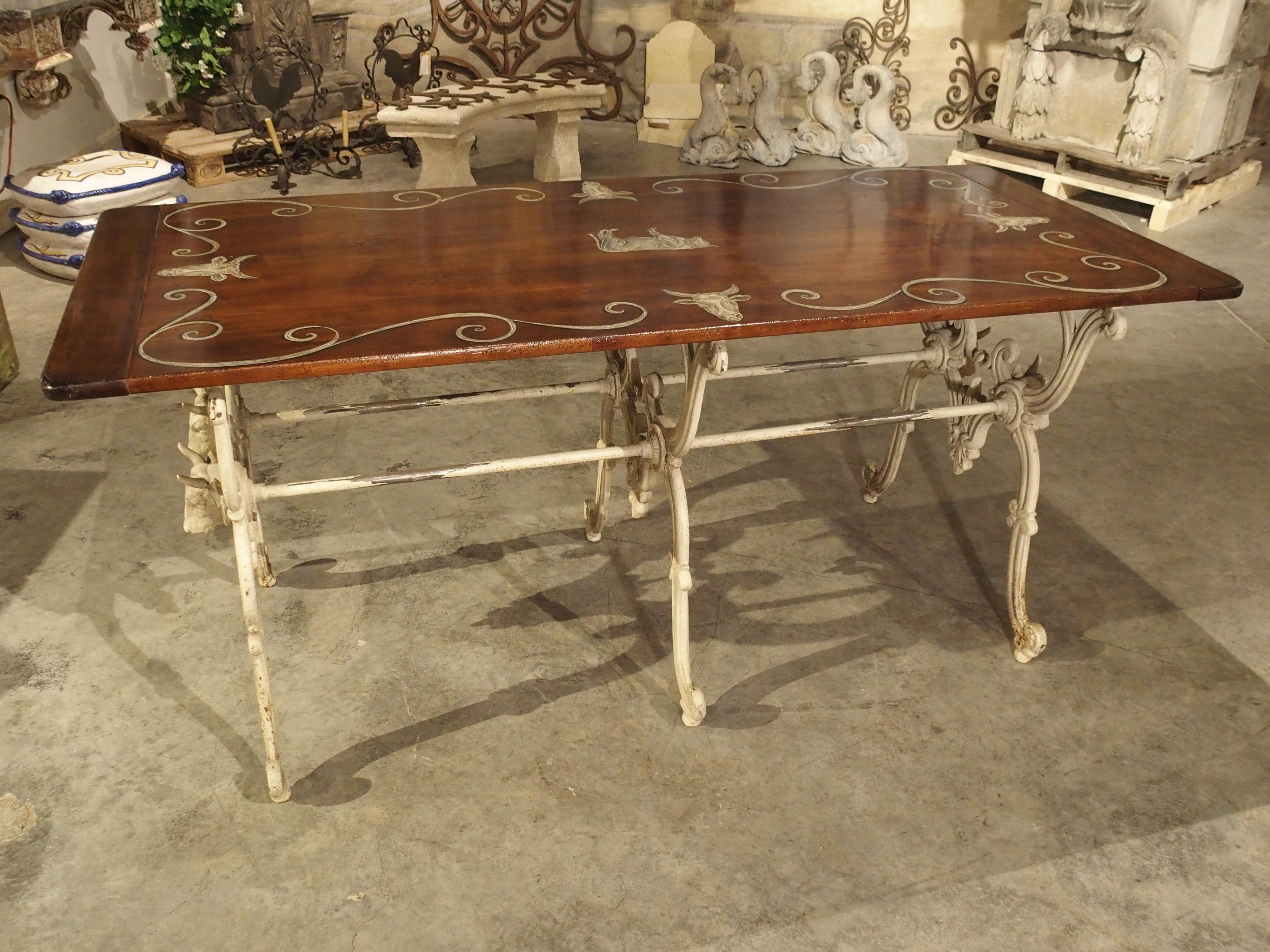 Antique French Wood and Iron Butchers Table, Late 19th Century 14