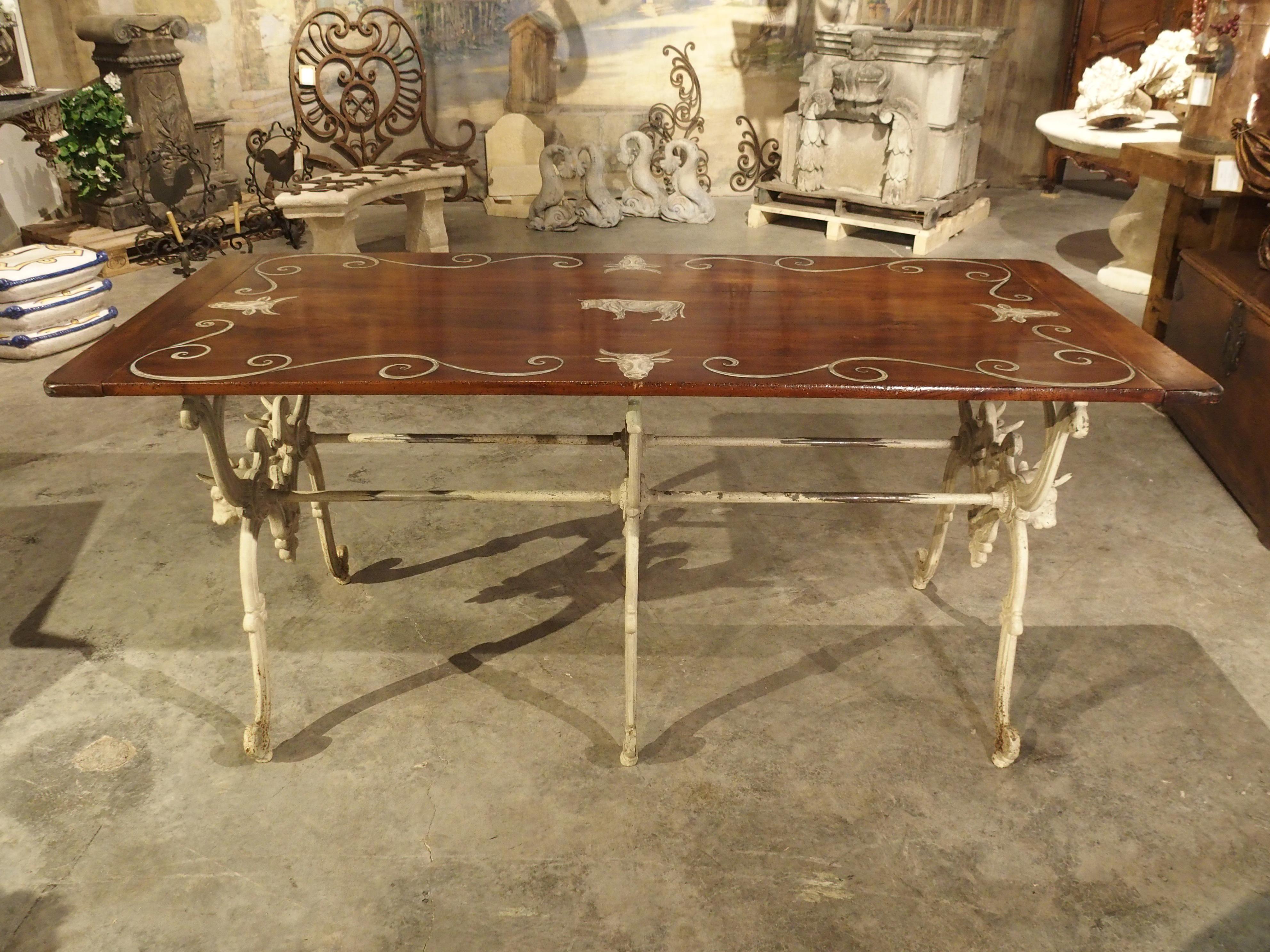 Antique French Wood and Iron Butchers Table, Late 19th Century In Good Condition In Dallas, TX