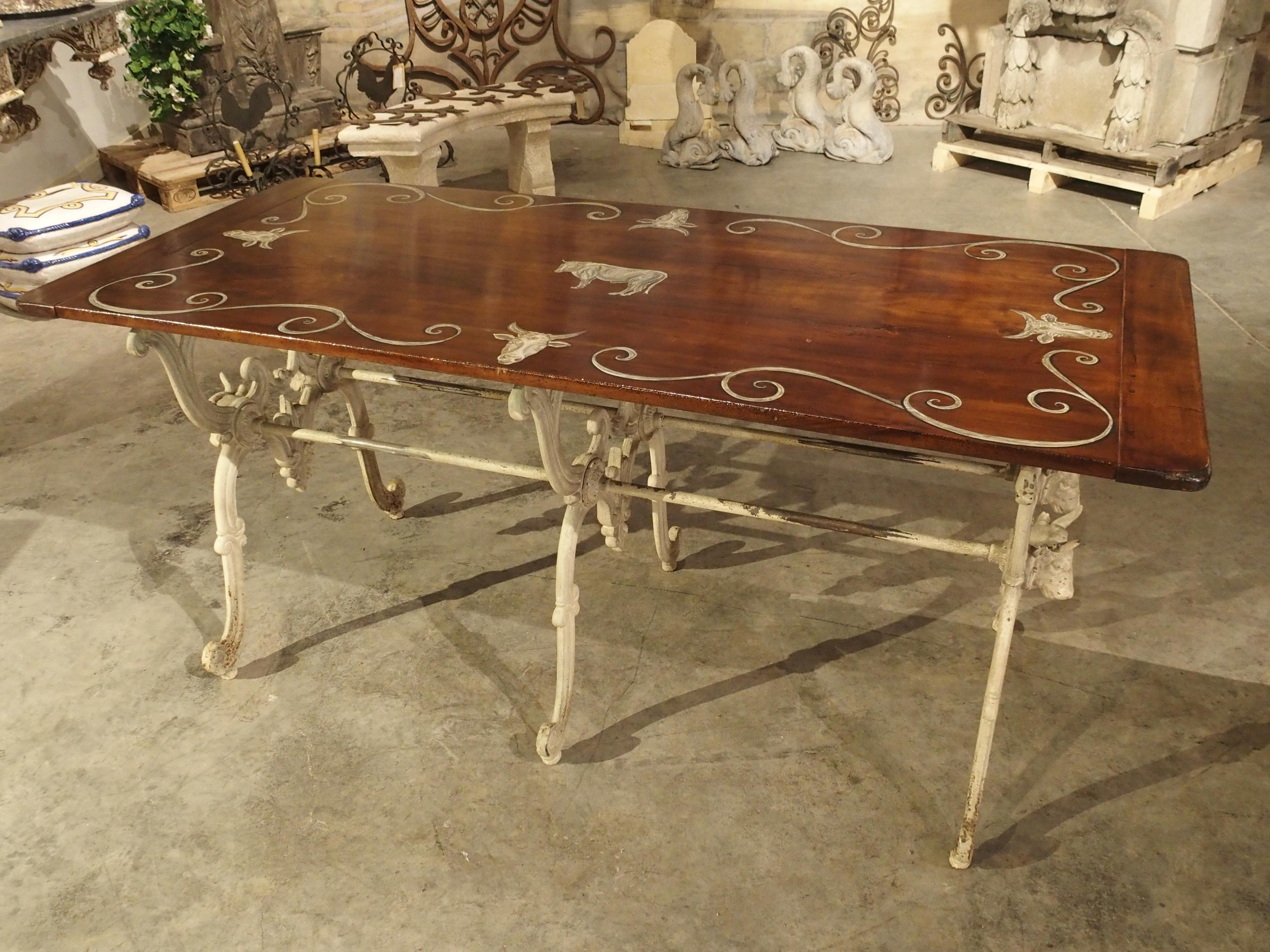 Antique French Wood and Iron Butchers Table, Late 19th Century 1