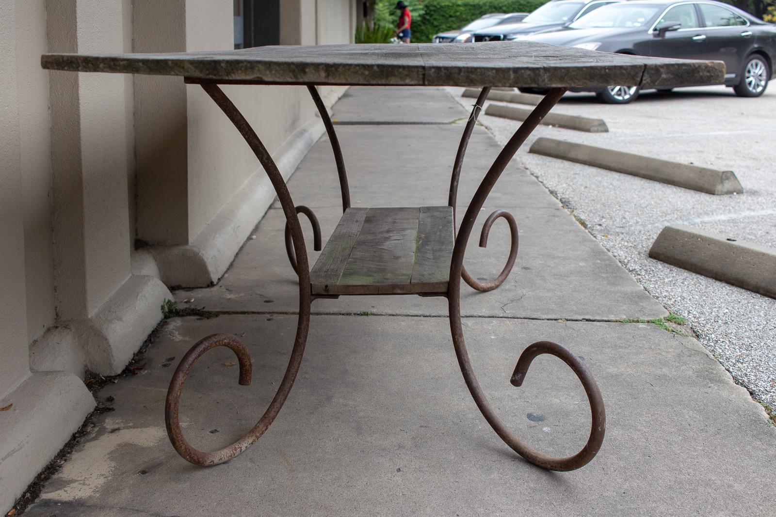 Antique French Wood and Iron Table from a Flower Shop in Paris 8