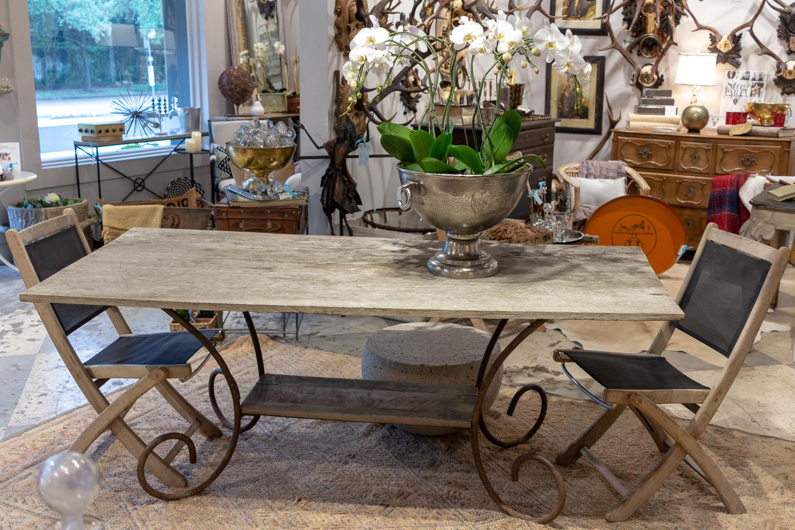 Antique French Wood and Iron Table from a Flower Shop in Paris 15
