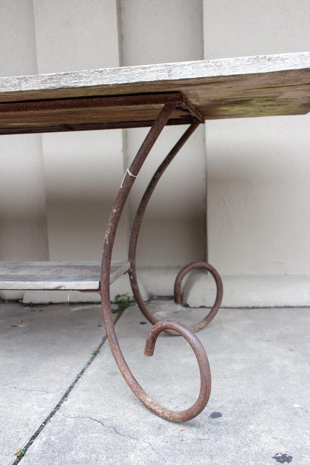 Antique French Wood and Iron Table from a Flower Shop in Paris 1