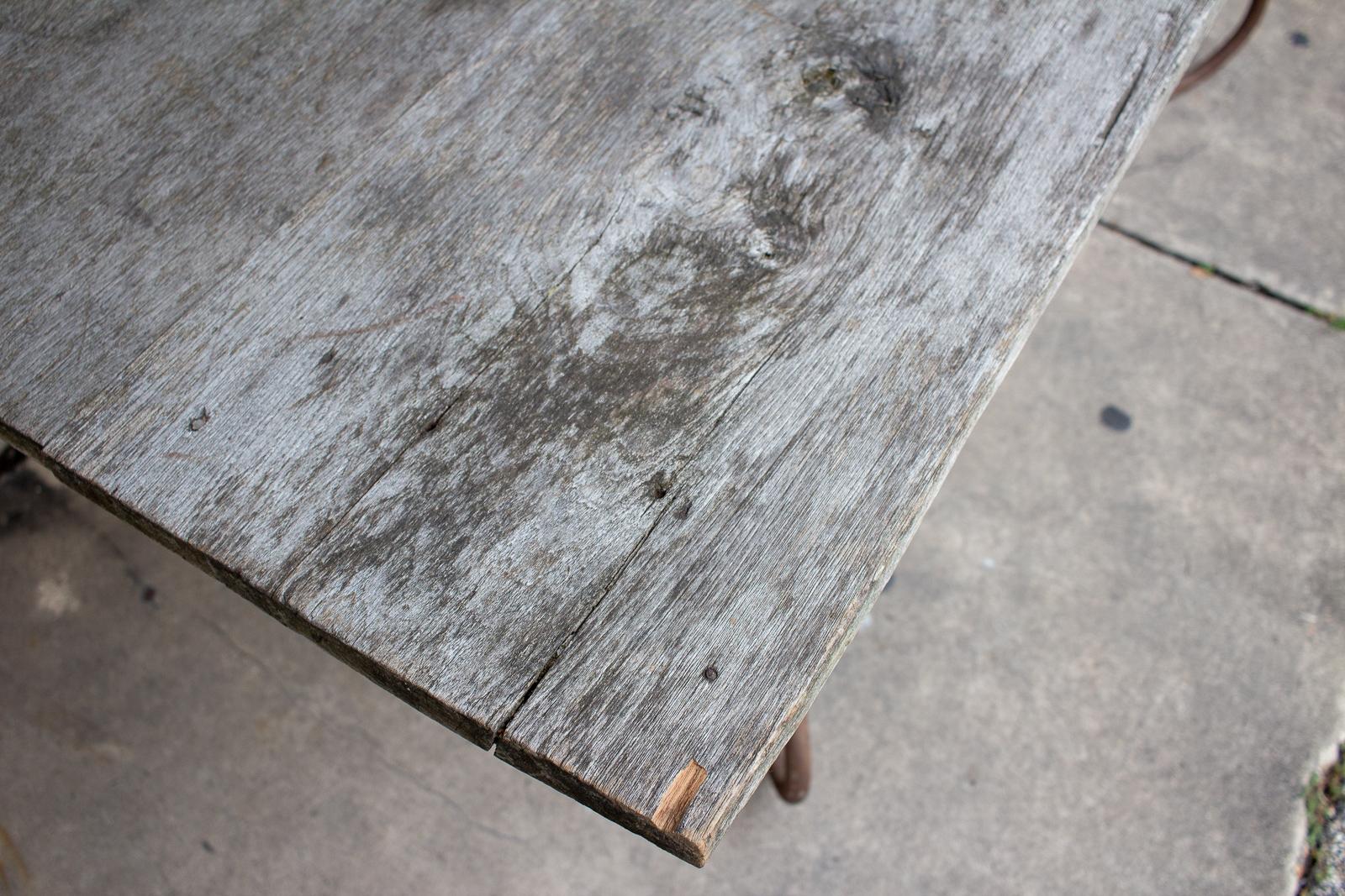 Antique French Wood and Iron Table from a Flower Shop in Paris 5