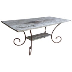 Antique French Wood and Iron Table from a Flower Shop in Paris