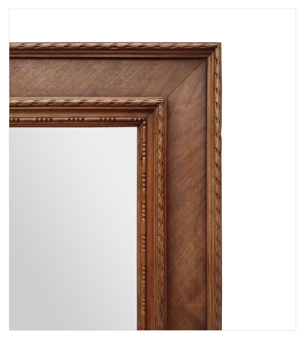 Antique French Wood and Marquetry Mirror, circa 1940 In Good Condition In Paris, FR