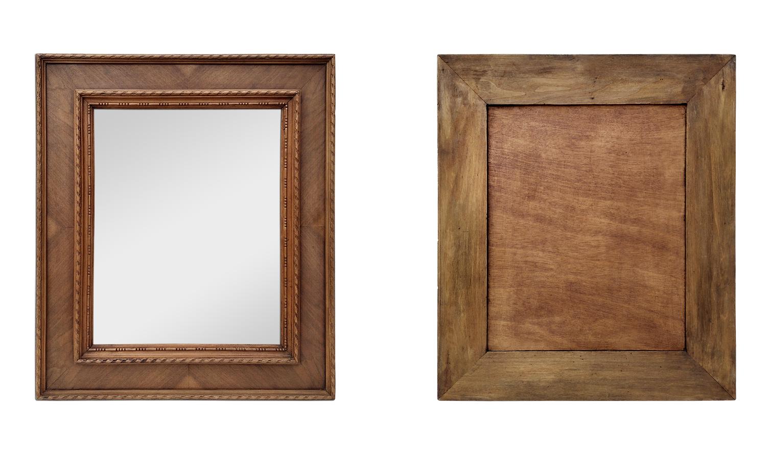 Antique French Wood and Marquetry Mirror, circa 1940 1