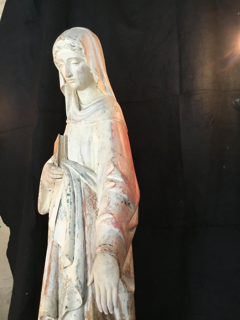 Antique French Wood Carved Madonna Statue For Sale at 1stDibs antique