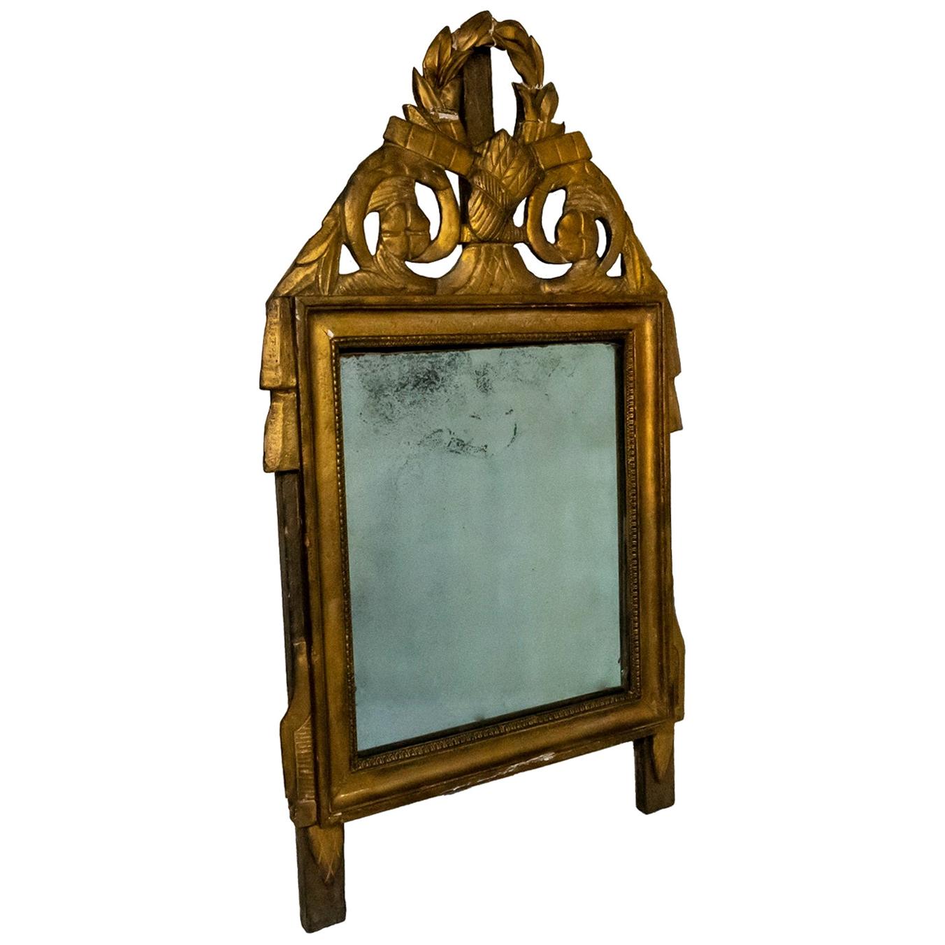 Antique French Wood Gilt Mirror, circa 1780 For Sale