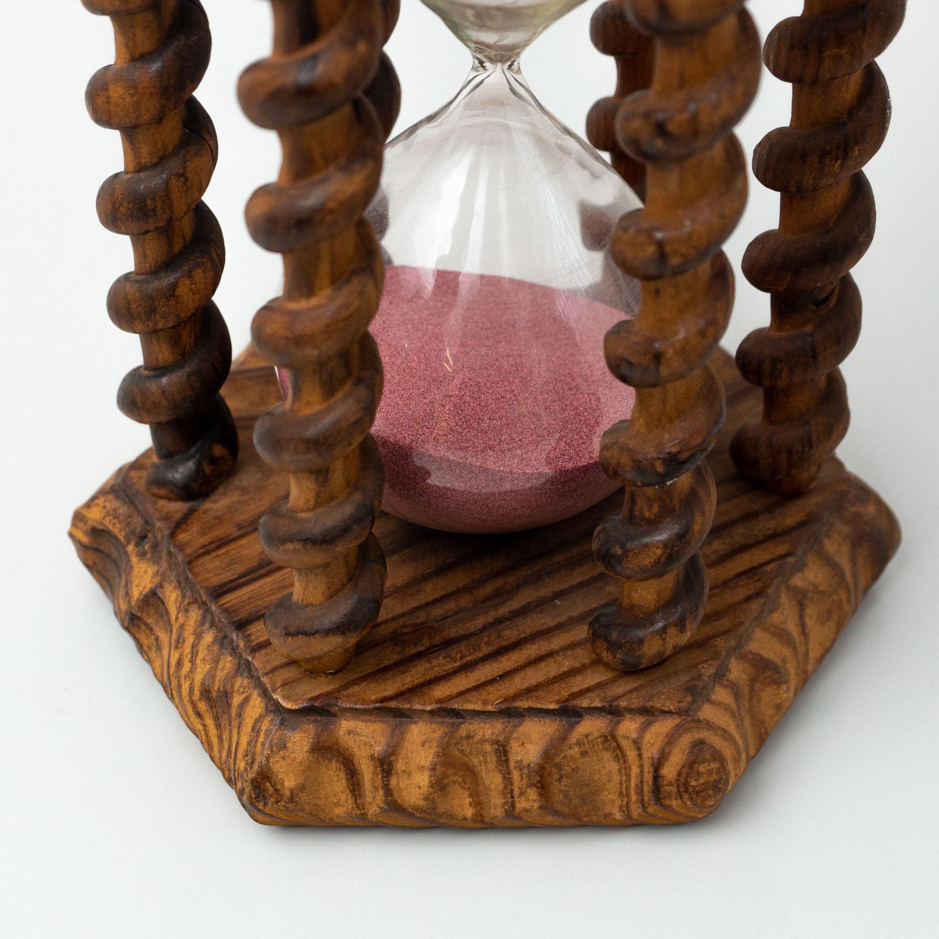 Antique French Wood Hourglass, circa 1940 9