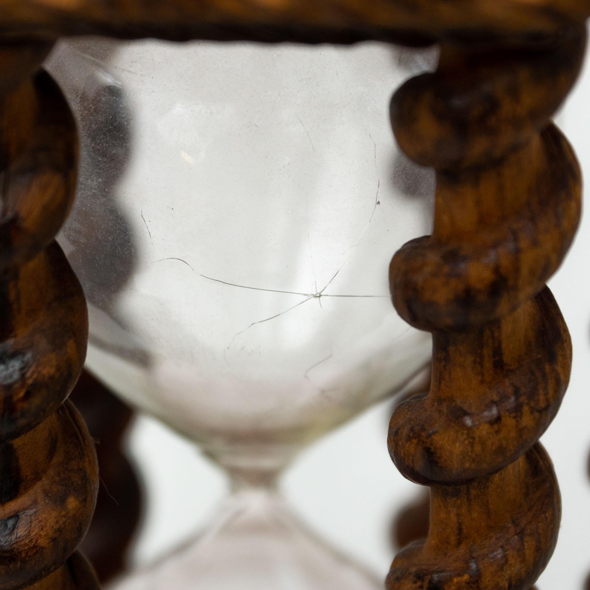 Antique French Wood Hourglass, circa 1940 11