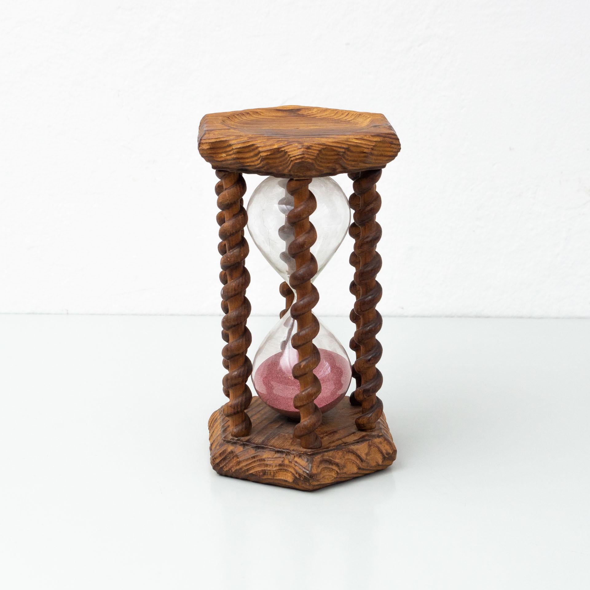 Mid-Century Modern Antique French Wood Hourglass, circa 1940