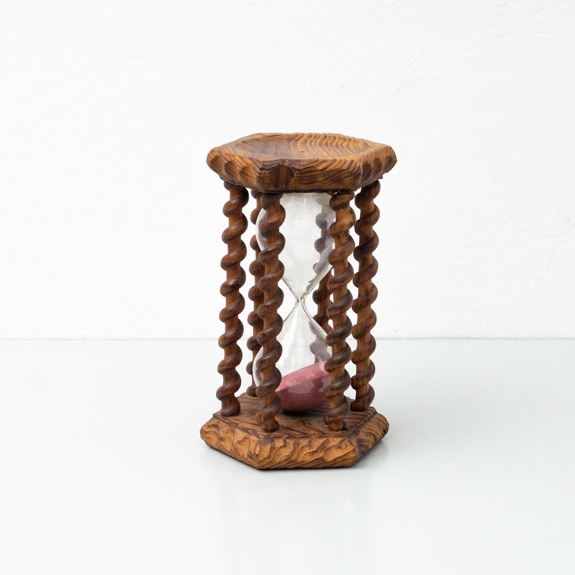 Mid-20th Century Antique French Wood Hourglass, circa 1940
