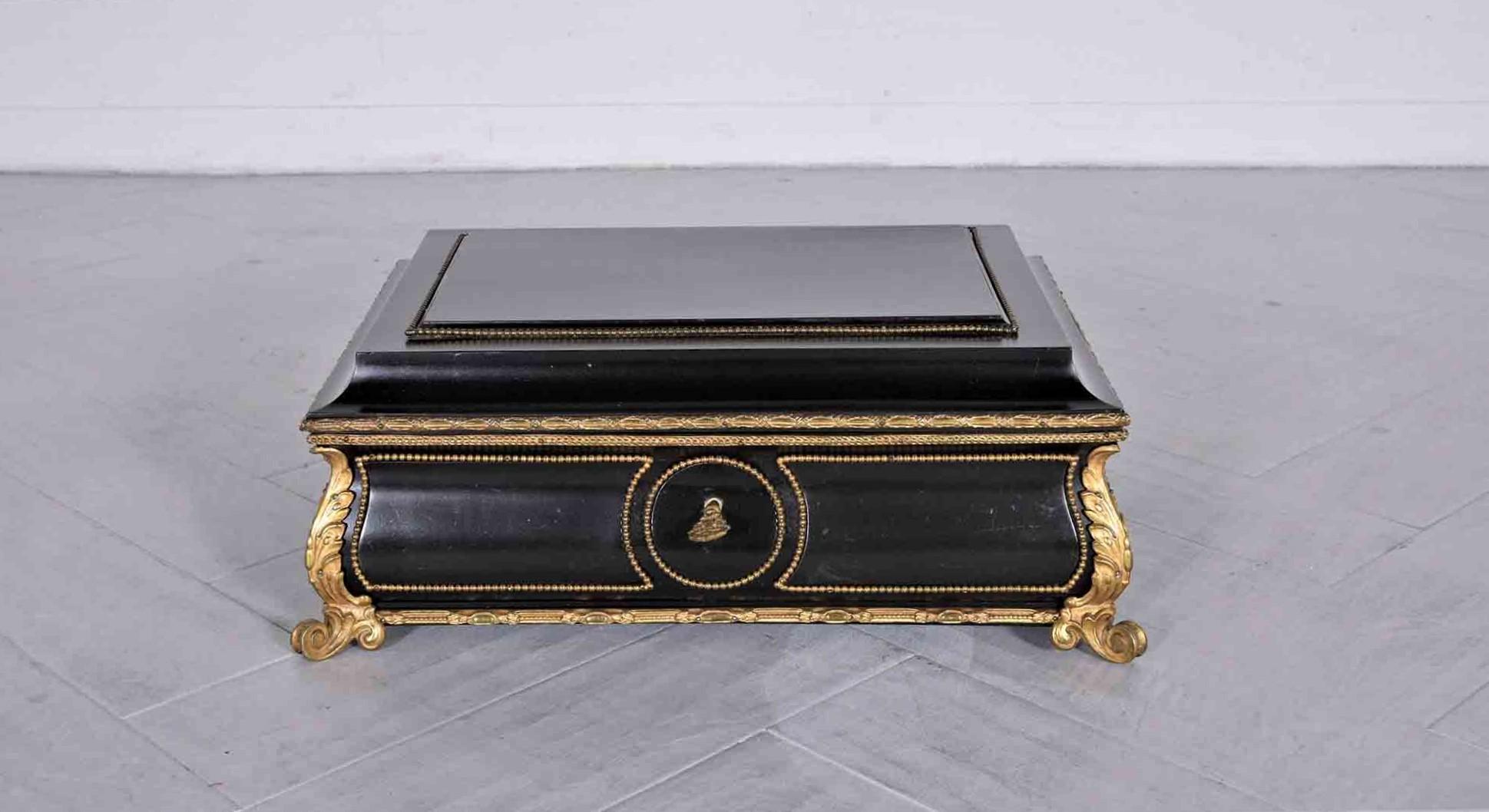 Lacquered Antique French Wood Jewelry Box