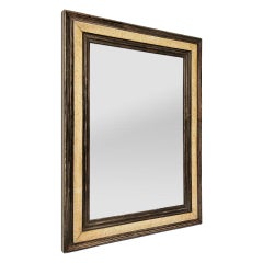 Antique French Wood Mirror Painted Flemish Style Inspiration, circa 1880