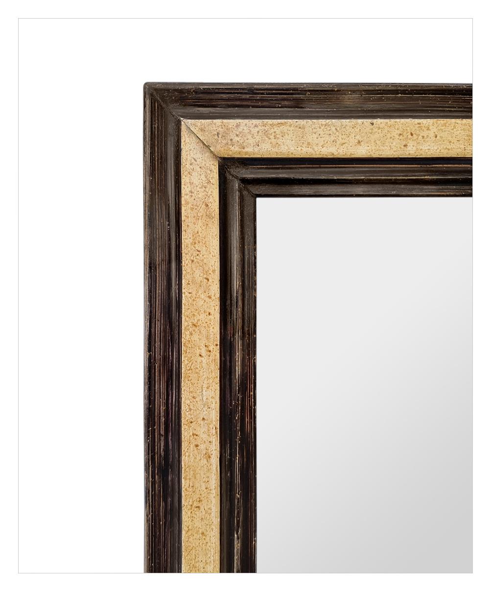 Late 19th Century Antique French Wood Mirror Painted Flemish Style Inspiration, circa 1880 For Sale