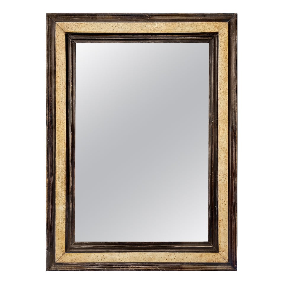 Ancien miroir français en bois peint d'inspiration flamande, vers 1880